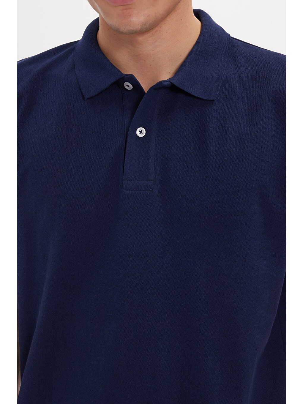Erkek Slim Fit Dar Kesim Pamuklu Yumuşak Dokulu Serin Tutan Kumaş Düz Pike Lacivert Polo Yaka Tişört-4