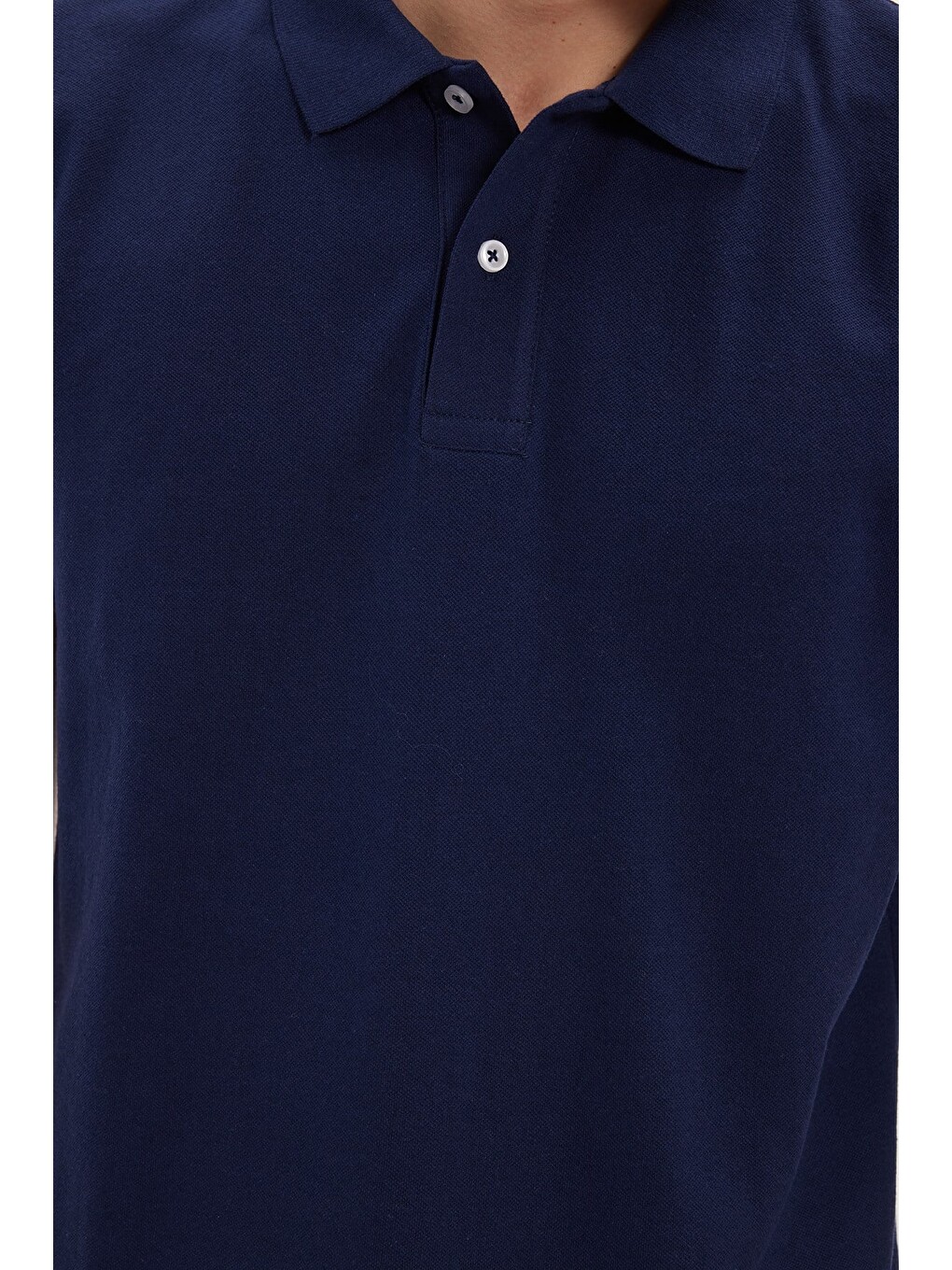 Erkek Slim Fit Dar Kesim Pamuklu Yumuşak Dokulu Serin Tutan Kumaş Düz Pike Lacivert Polo Yaka Tişört-5