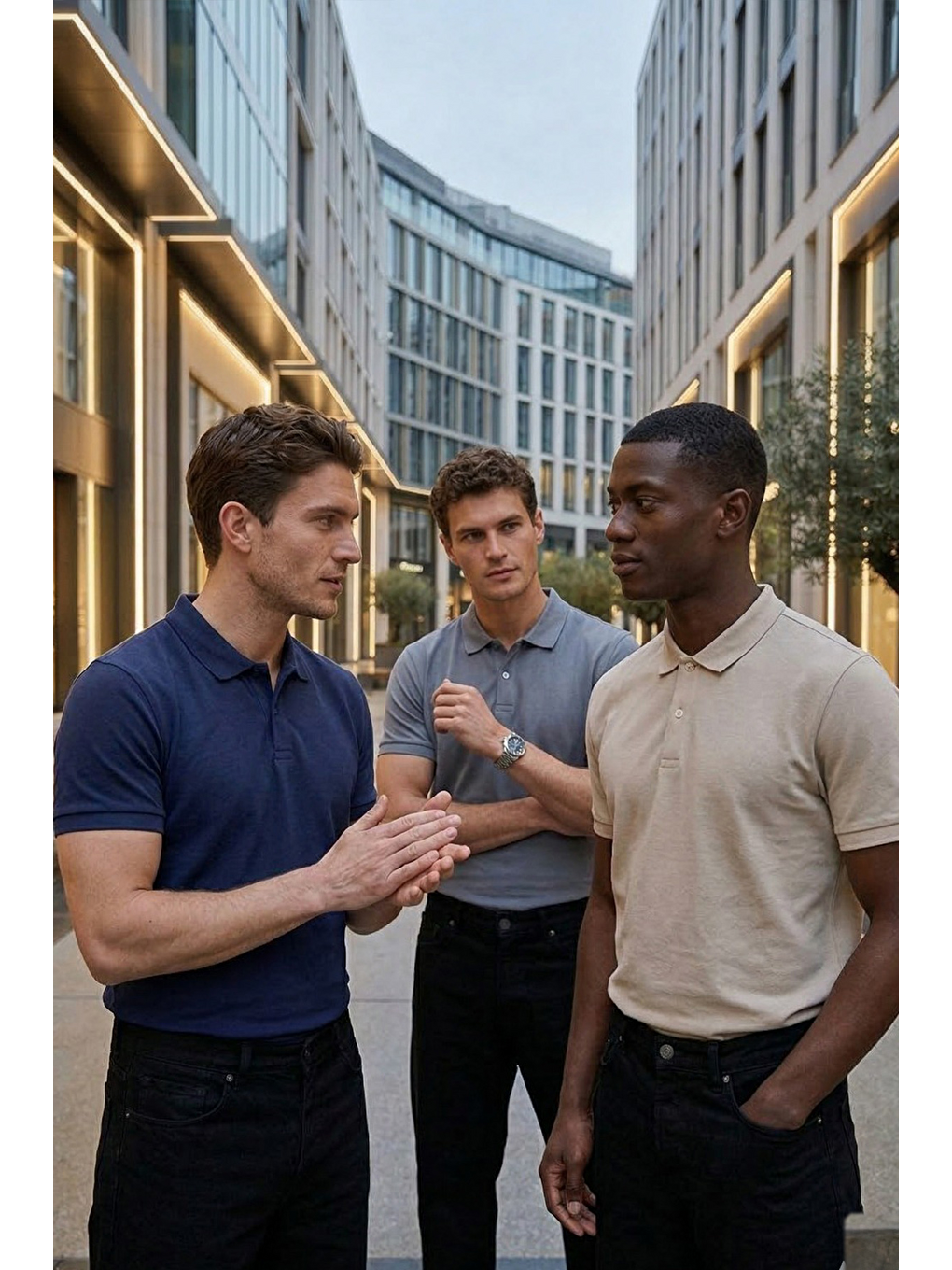 Karışık Erkek 5'Li Paket Kahverengi-Lacivert-Haki-Gri-Açık Gri Slim Fit Pamuklu Düz Pike Polo Yaka Tişört-7