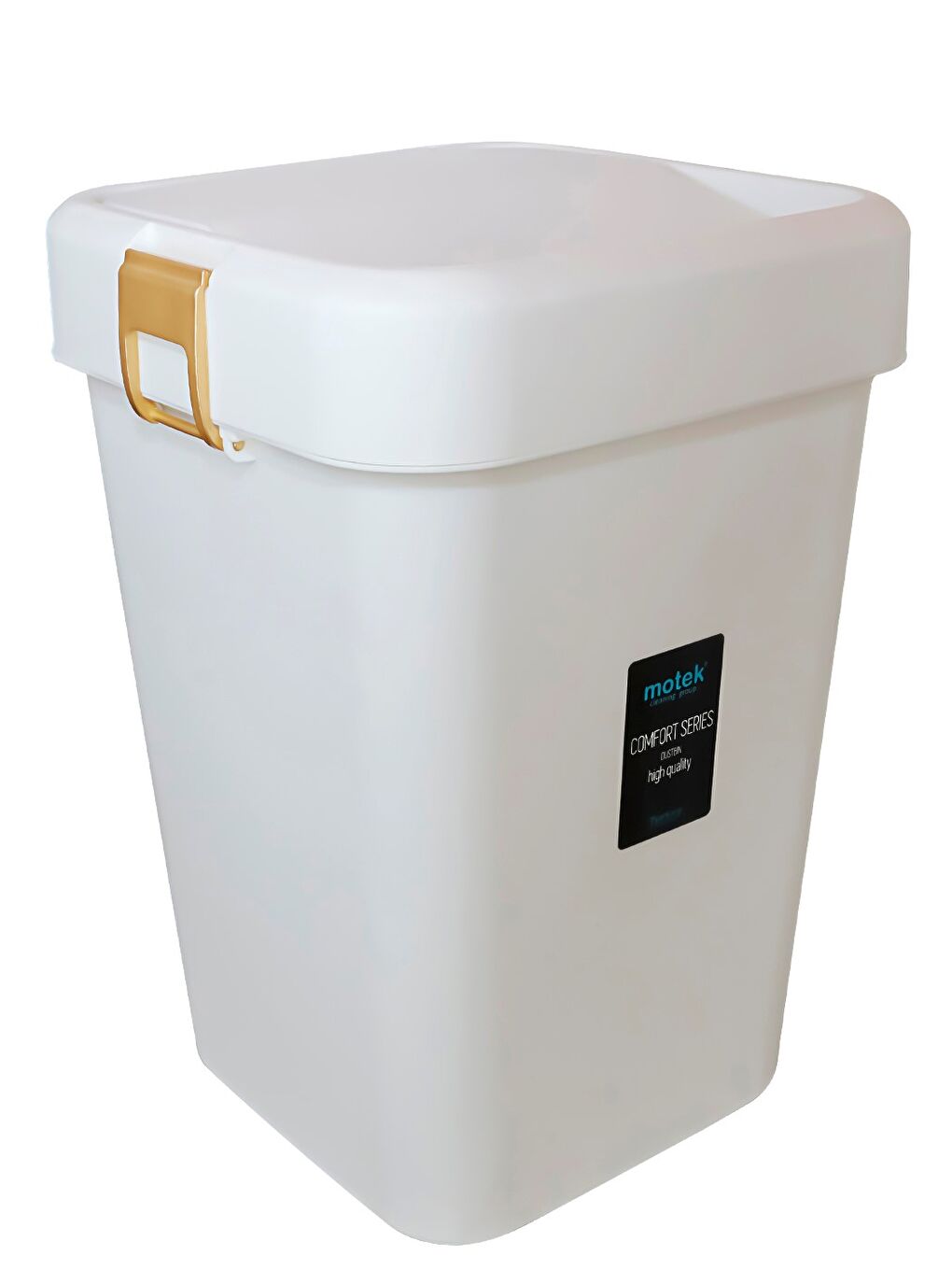 Motek Beyaz Comfort Dustbin 18 Litre Çöp Kutusu Kovası Gold Beyaz - 3