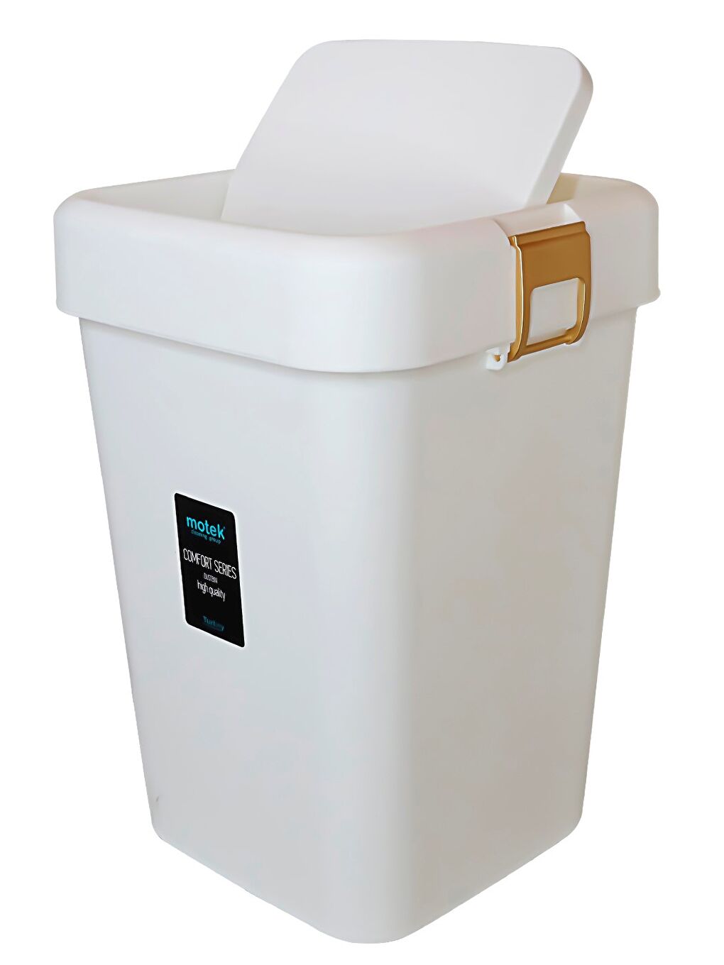 Motek Beyaz Comfort Dustbin 18 Litre Çöp Kutusu Kovası Gold Beyaz