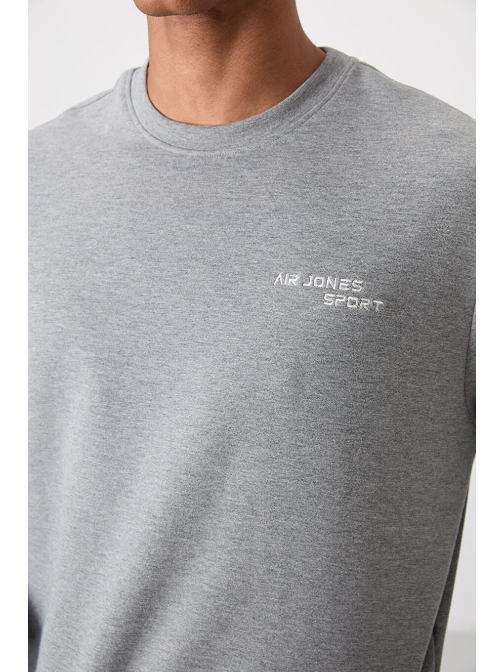 Gri Pamuklu Kalın Yumuşak Dokulu Comfort Fit Nakışlı Erkek Eşofman Takım - 85254-3