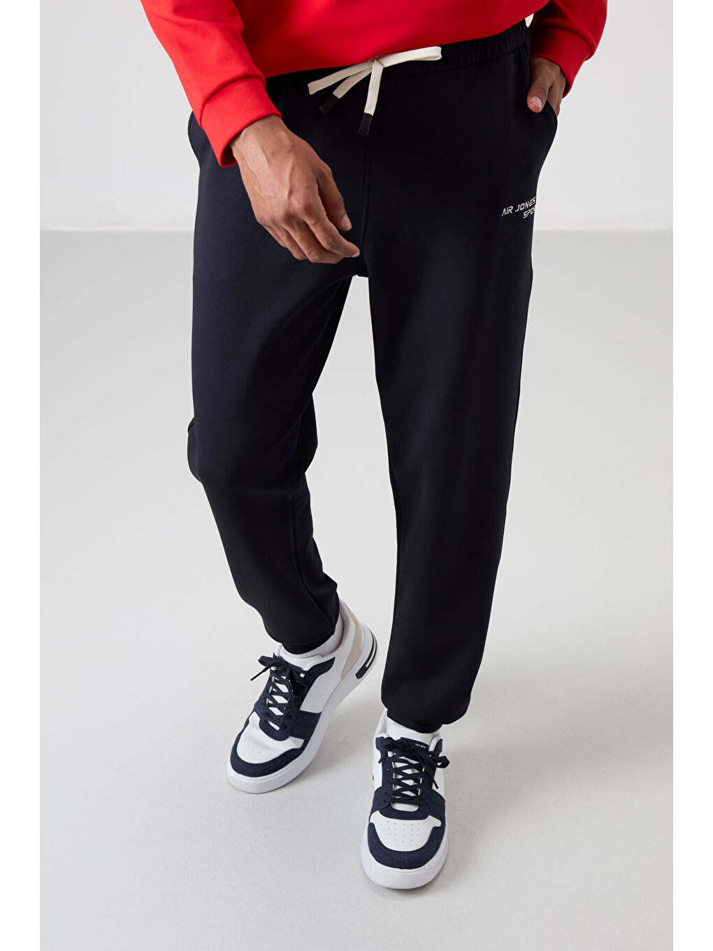 Kırmızı Pamuklu Kalın Yumuşak Dokulu Comfort Fit Nakışlı Erkek Eşofman Takım - 85254-2