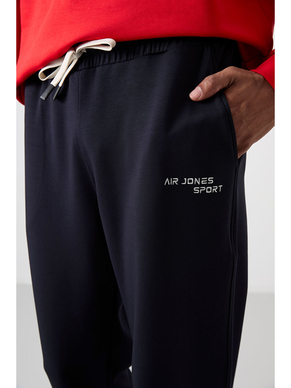 Kırmızı Pamuklu Kalın Yumuşak Dokulu Comfort Fit Nakışlı Erkek Eşofman Takım - 85254-3