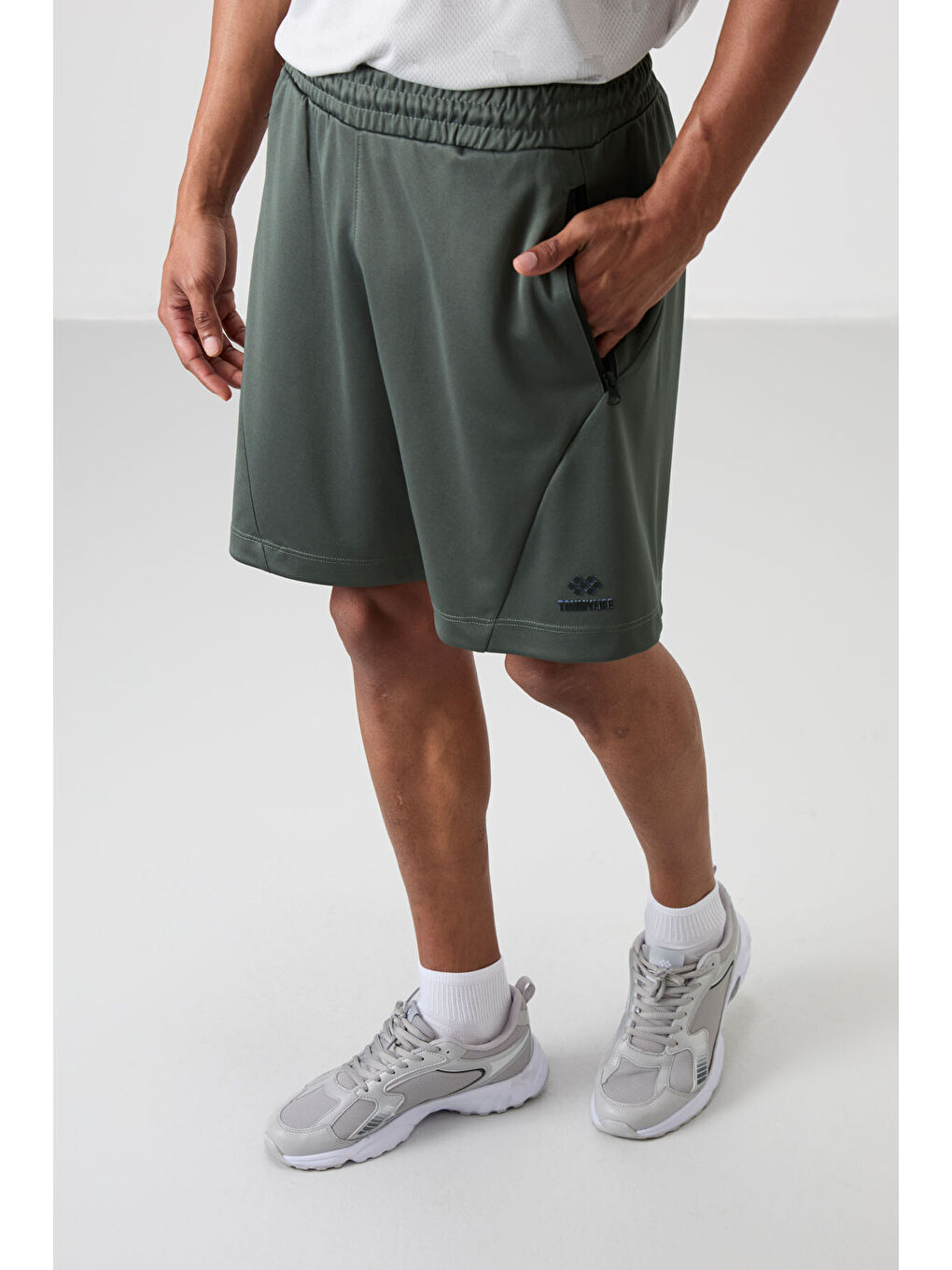 Haki Polyester Kalın Yumuşak Comfort Fit Erkek Şort - 81273-1