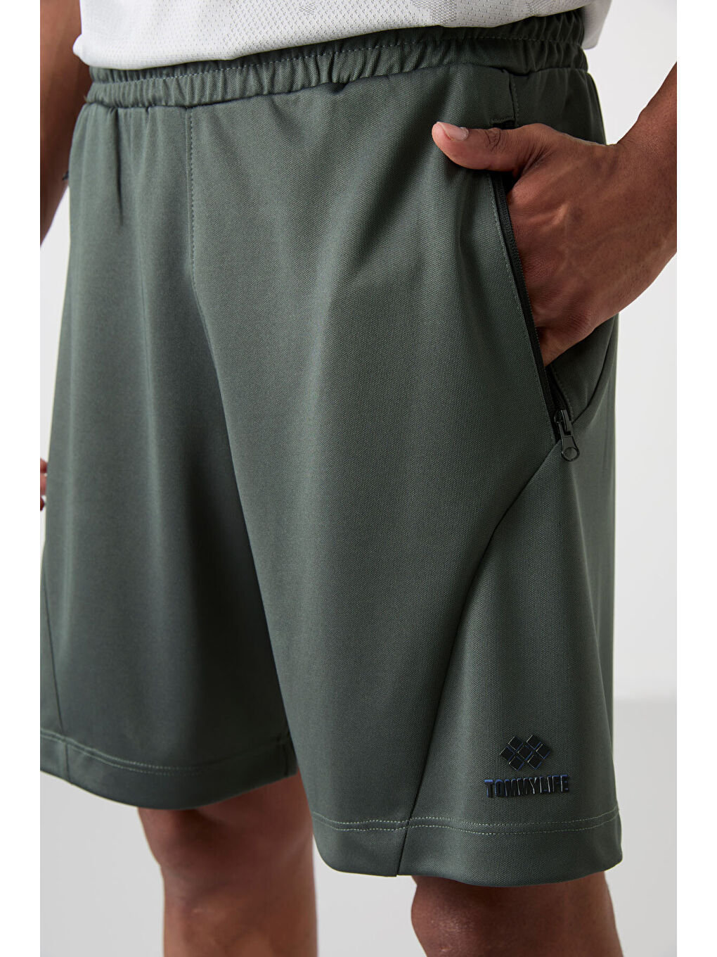 Haki Polyester Kalın Yumuşak Comfort Fit Erkek Şort - 81273-2