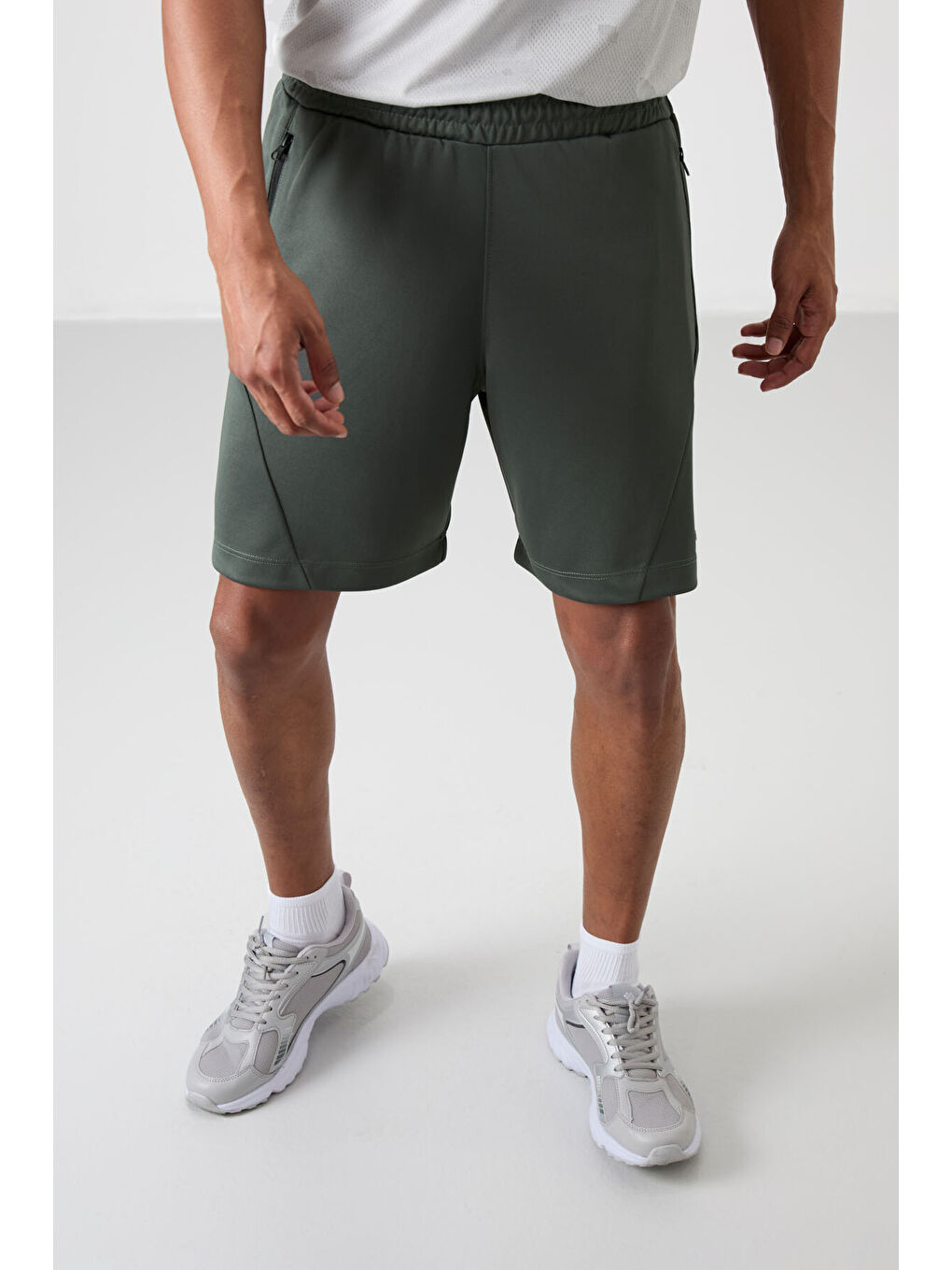 Haki Polyester Kalın Yumuşak Comfort Fit Erkek Şort - 81273-3