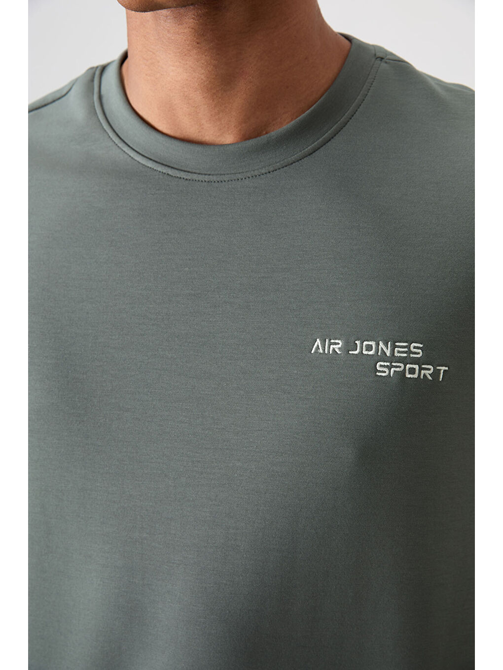 Haki Pamuklu Kalın Yumuşak Dokulu Comfort Fit Nakışlı Erkek Eşofman Takım - 85254-2