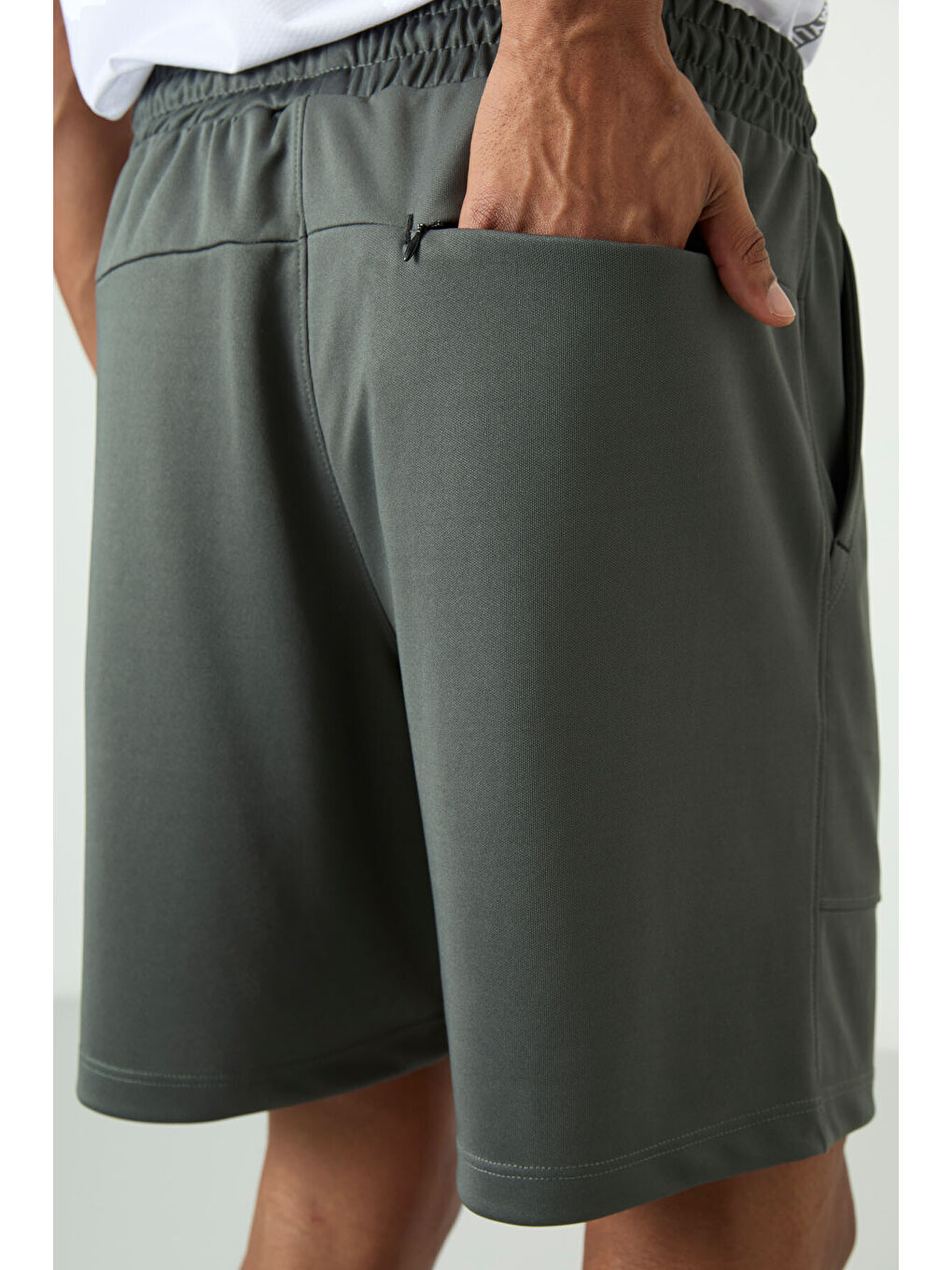 Haki Polyester Kalın Yumuşak Comfort Fit Erkek Şort - 81272-4