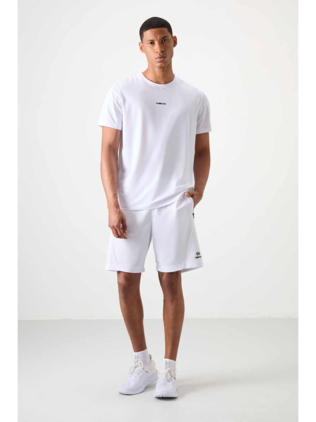 Beyaz Polyester Kalın Yumuşak Comfort Fit Erkek Şort - 81273