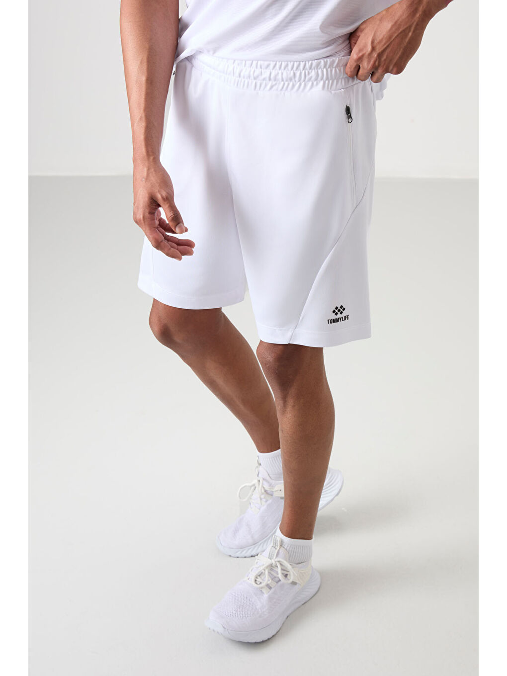 Beyaz Polyester Kalın Yumuşak Comfort Fit Erkek Şort - 81273-2