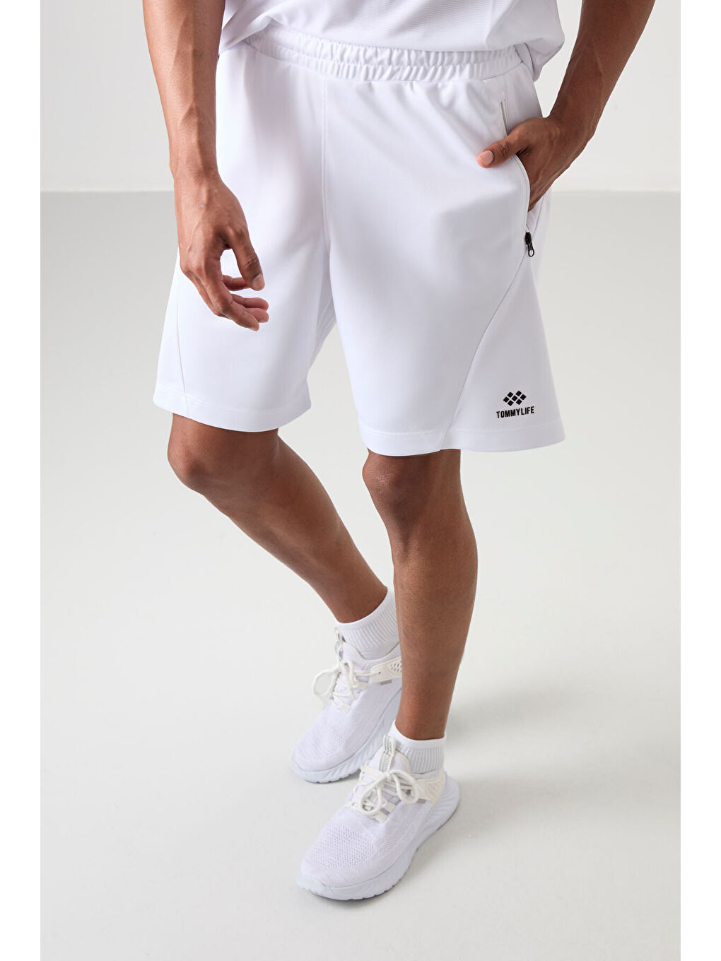 Beyaz Polyester Kalın Yumuşak Comfort Fit Erkek Şort - 81273-4