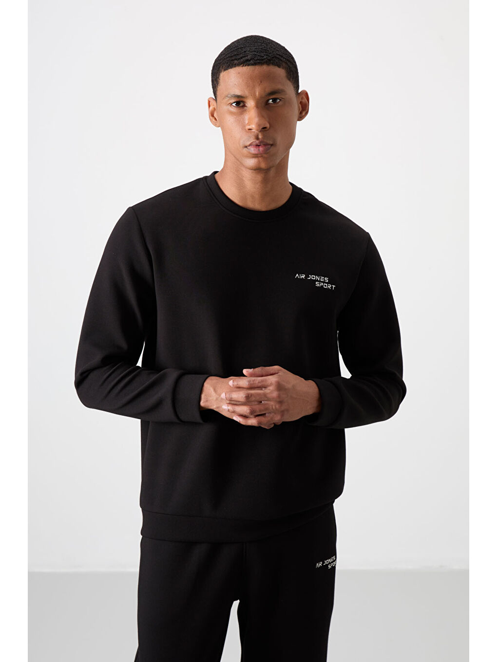 Lila Pamuklu Kalın Yumuşak Dokulu Comfort Fit Nakışlı Erkek Eşofman Takım - 85254-1