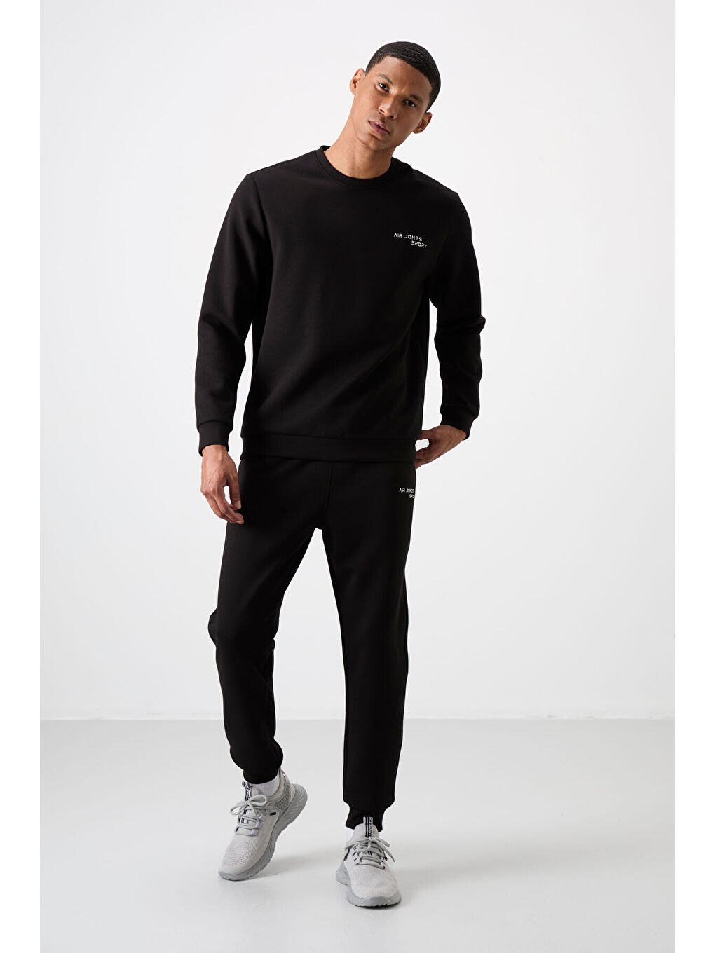 Lila Pamuklu Kalın Yumuşak Dokulu Comfort Fit Nakışlı Erkek Eşofman Takım - 85254-4