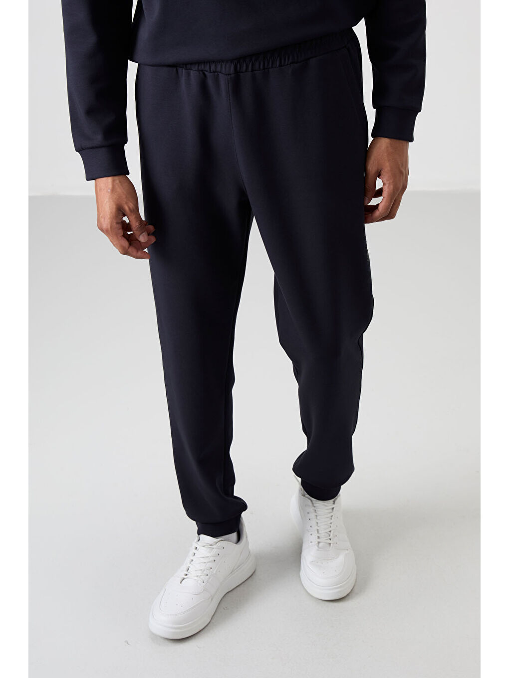 Lacivert Pamuklu Kalın Yumuşak Dokulu Comfort Fit Baskılı Erkek Eşofman Takım - 85253-3