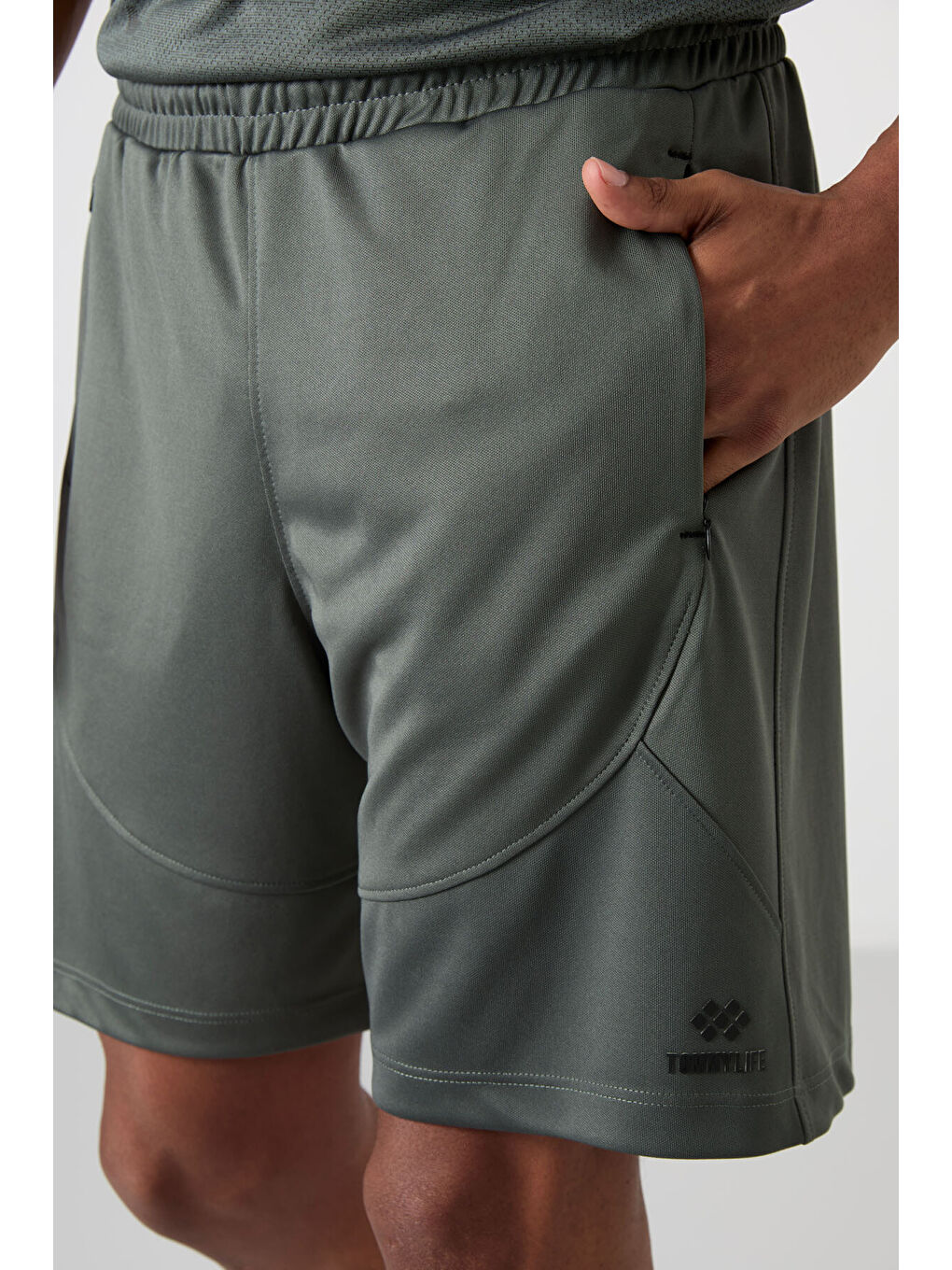 Haki Polyester Kalın Yumuşak Comfort Fit Erkek Şort - 81271-2