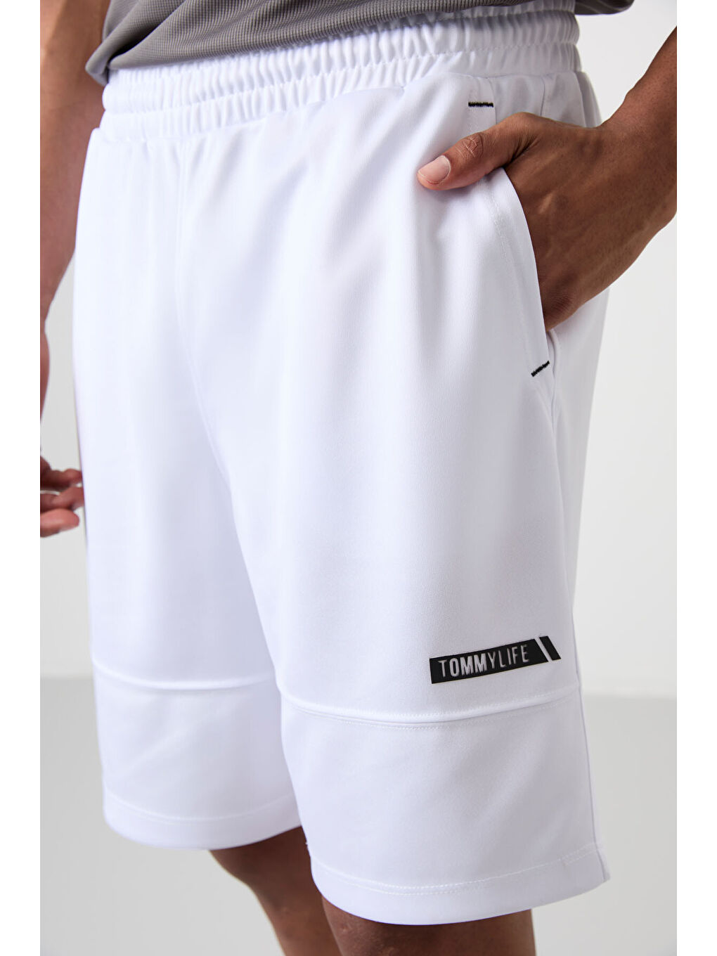 Beyaz Polyester Kalın Yumuşak Comfort Fit Erkek Şort - 81272-2