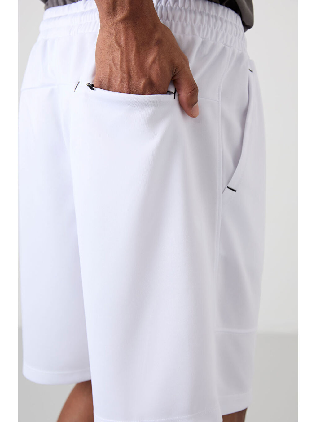 Beyaz Polyester Kalın Yumuşak Comfort Fit Erkek Şort - 81272-4