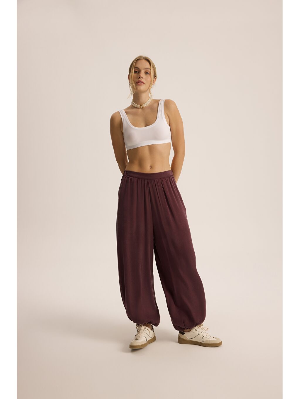 Aria Bordo Şalvar Pantolon-1