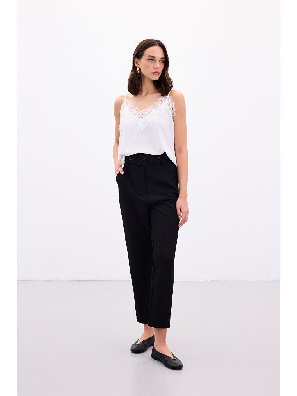 Kemerli Pantolon - Siyah-1