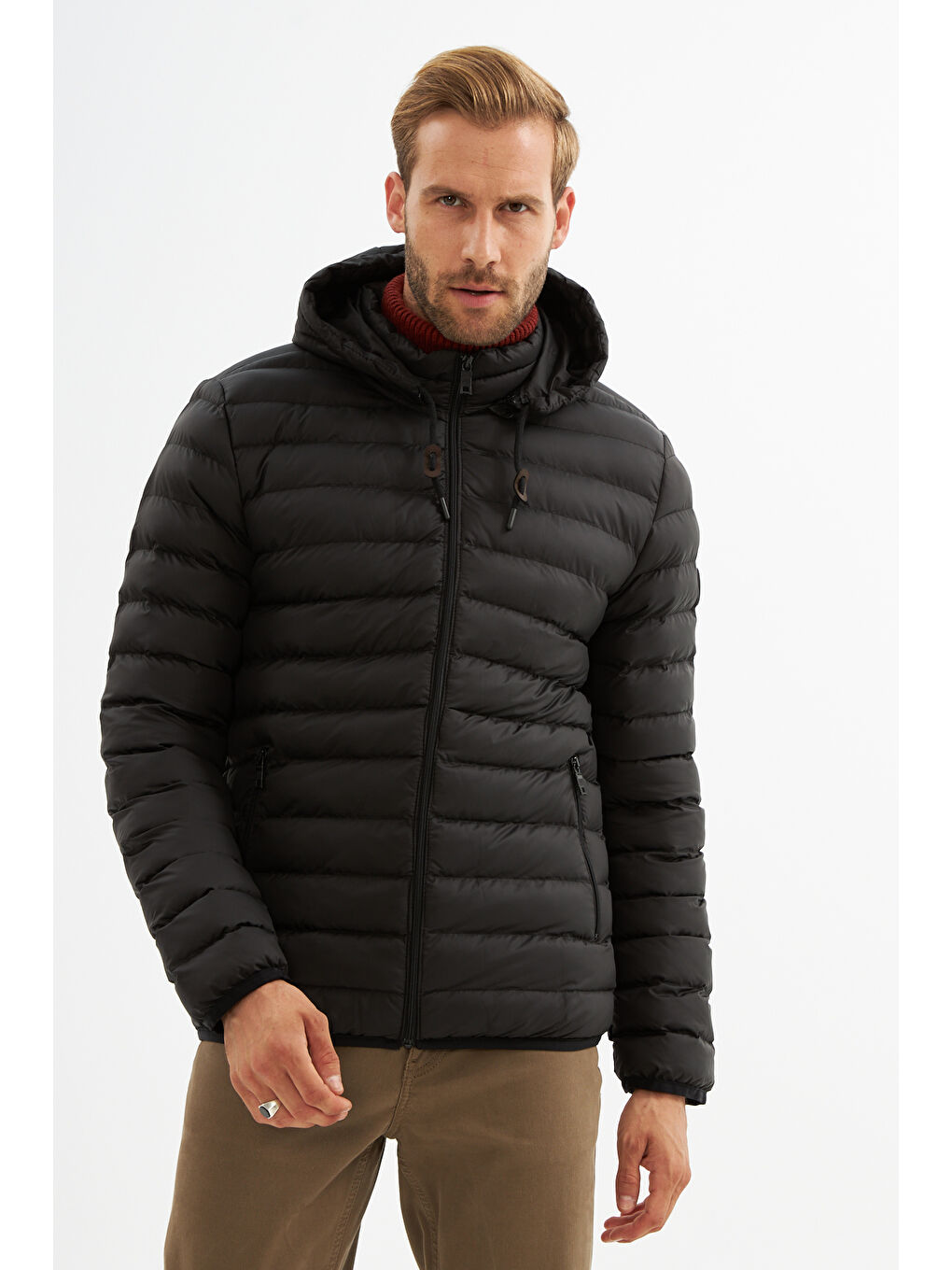 Danger Erkek Çıkarılabilir Kapüşonlu Basic Şişme Mont Siyah