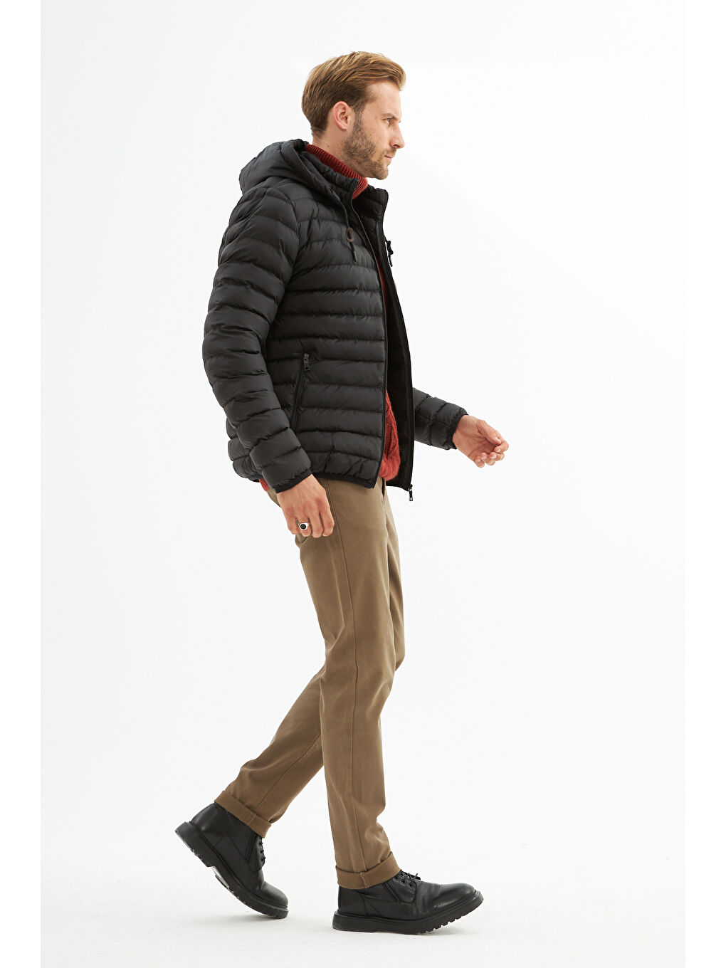 Danger Erkek Çıkarılabilir Kapüşonlu Basic Şişme Mont Siyah - 3