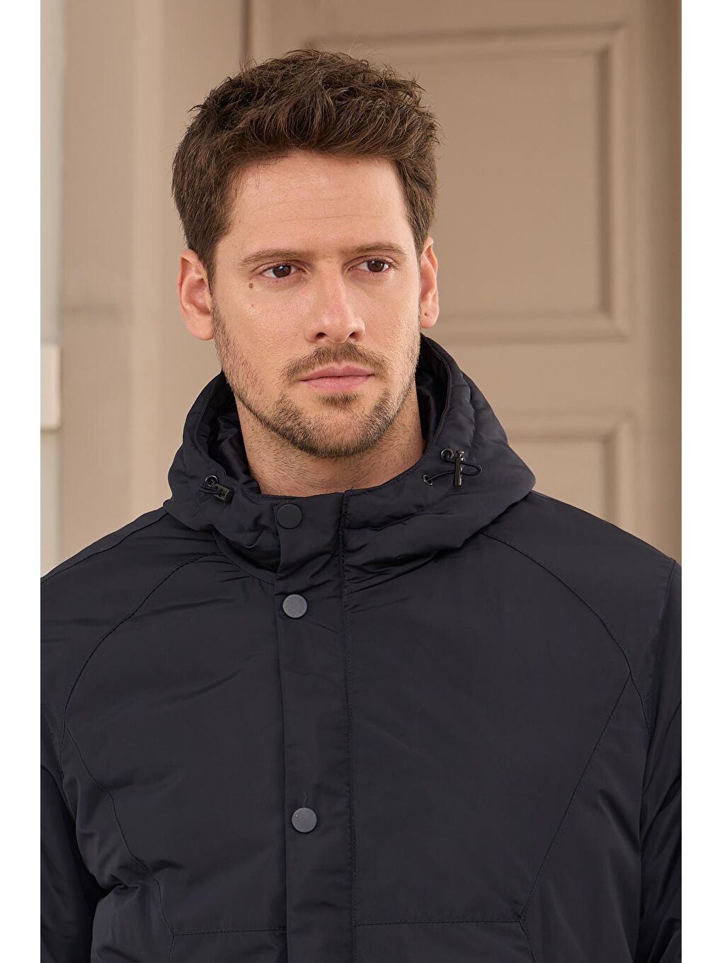 Erkek Kapüşonlu Su Geçirmez Mont Kaban Lacivert-6