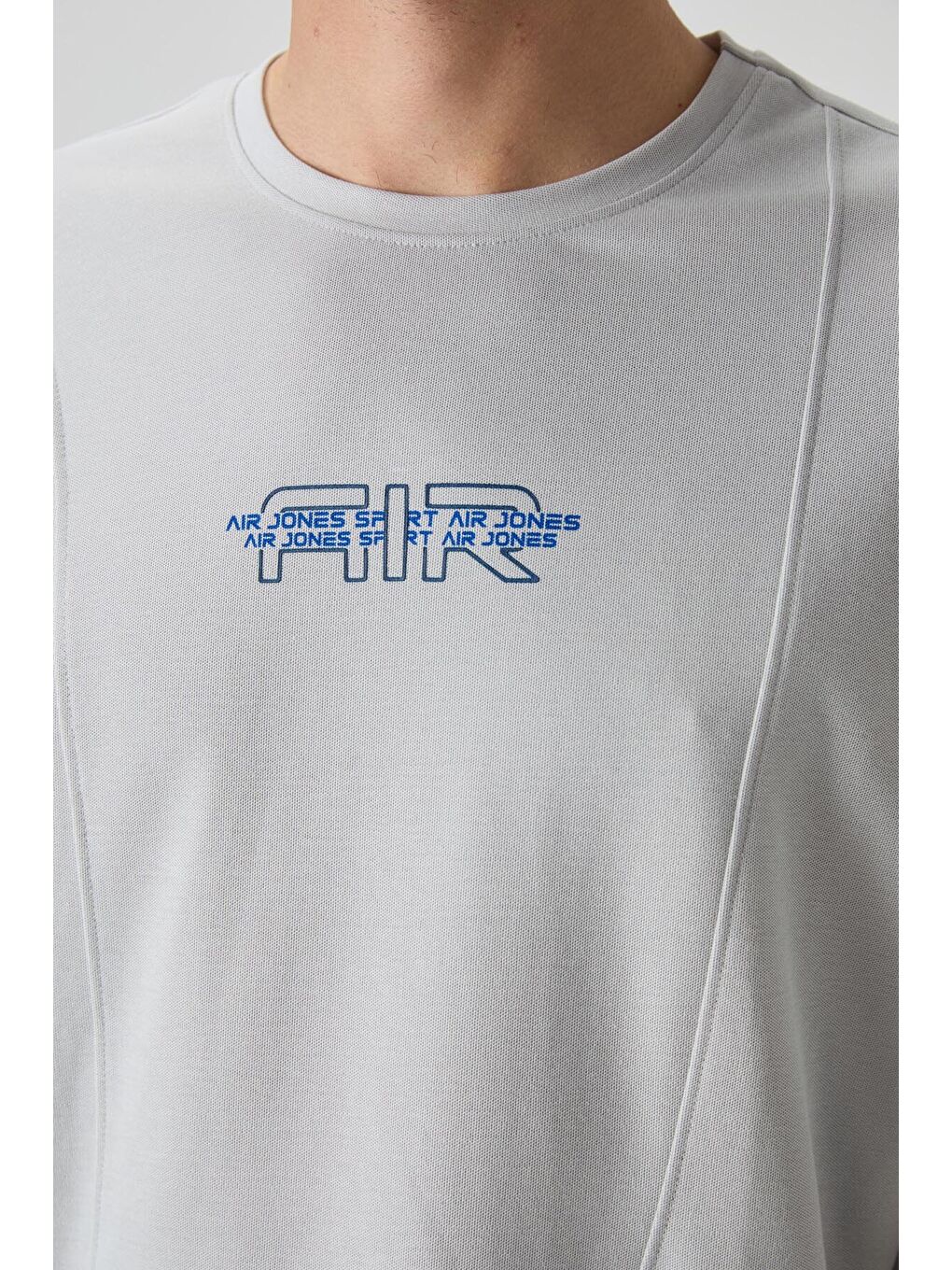 Bej Taş Pamuklu Kalın Yüzeyi Dokulu  Fit  Baskılı Erkek Tişört - 88372-2