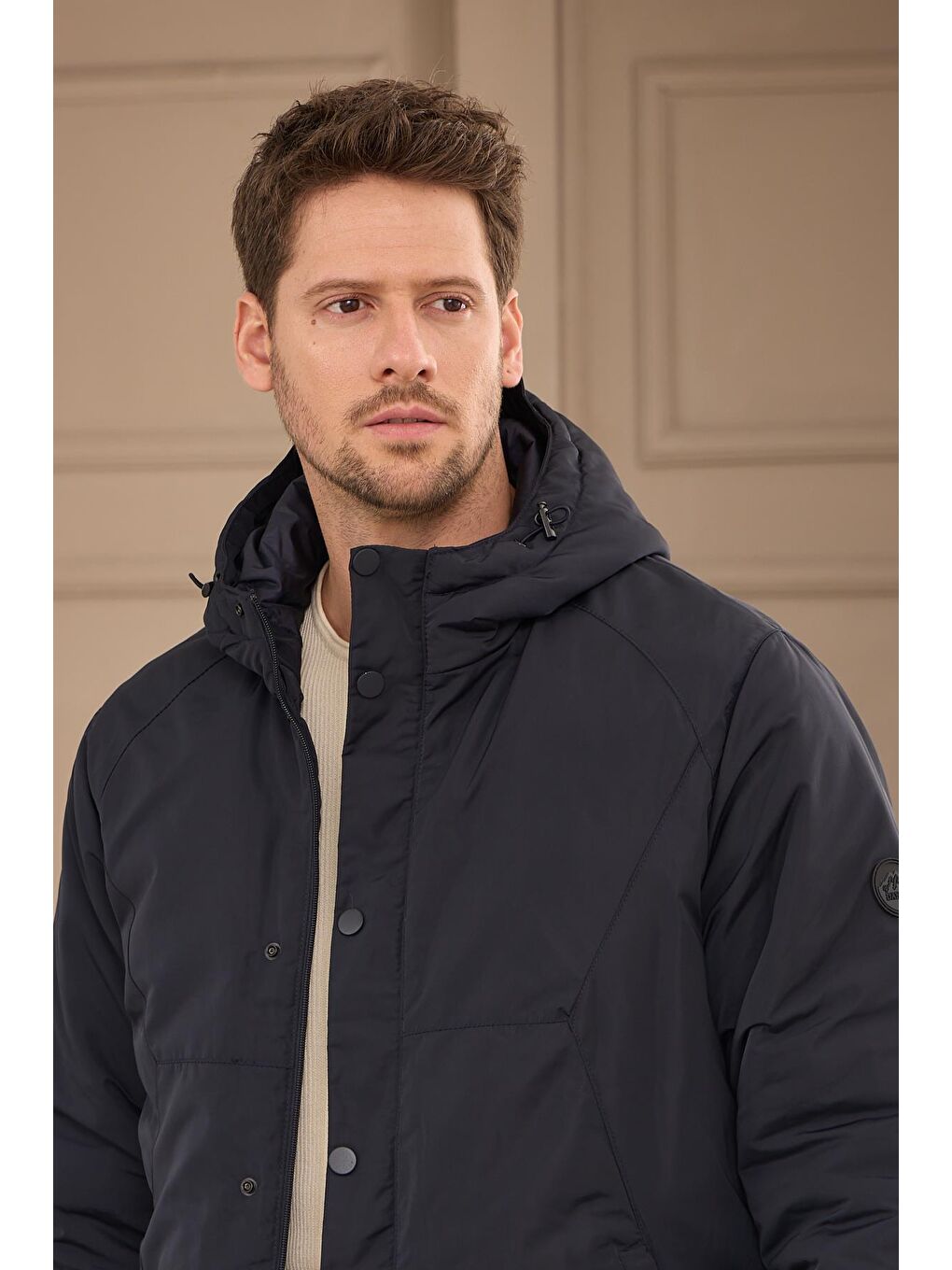 Erkek Kapüşonlu Su Geçirmez Mont Kaban Lacivert-2