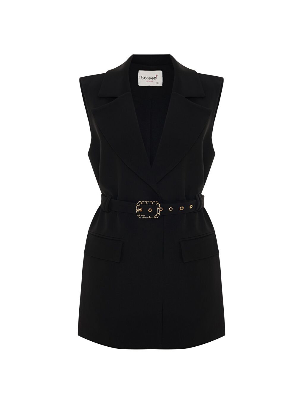 Kemer Detaylı Yelek - Siyah-7