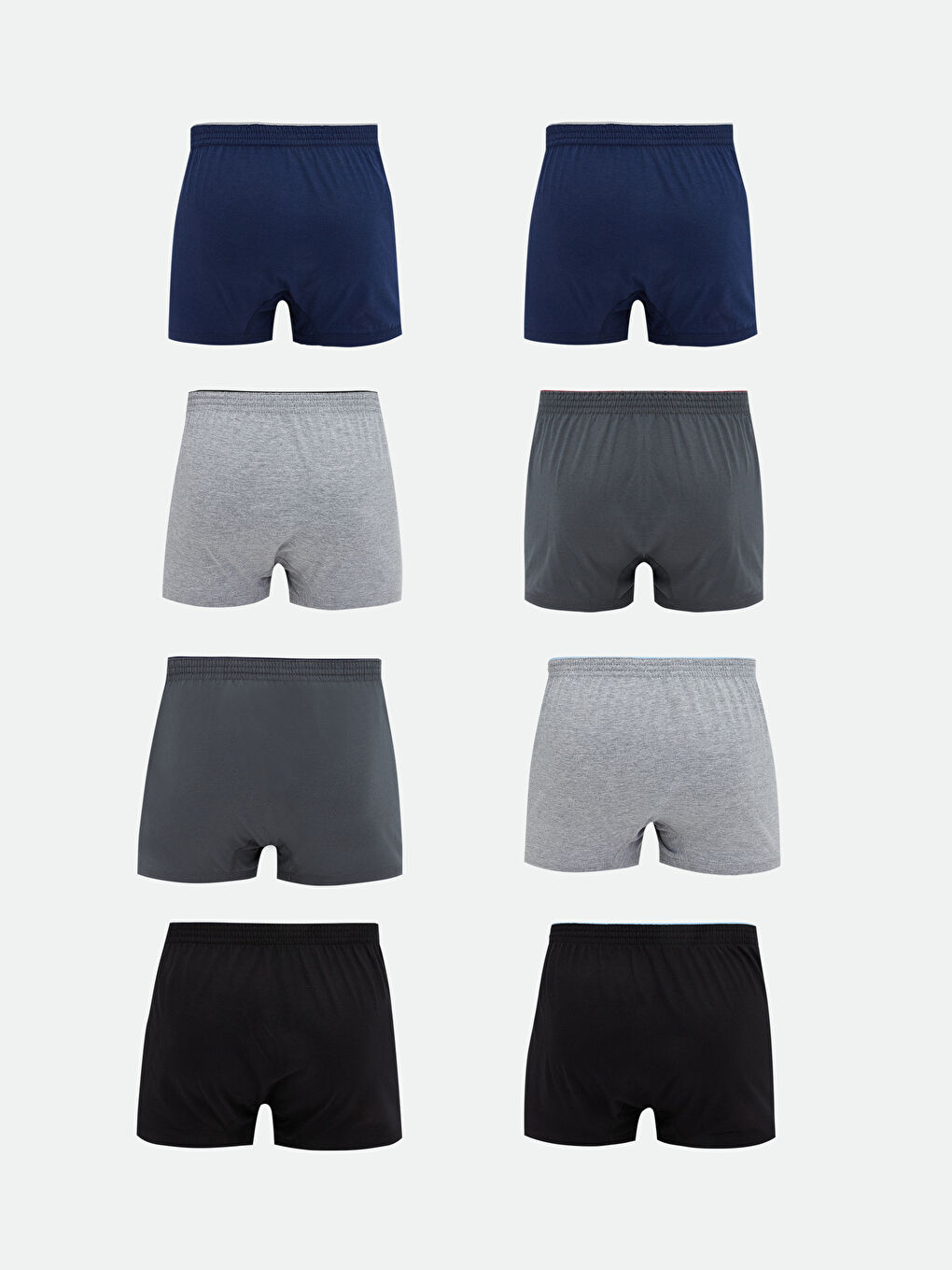 Karışık 8'li Erkek Pamuklu Havlu Bel Penye Rahat Kesim Düğmeli Büyük Beden Boxer-2