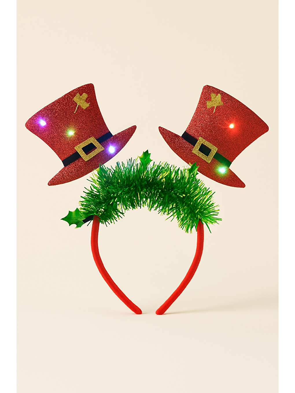 Karışık Işıklı Şapka Aksesuarlı Yılbaşı Taç
