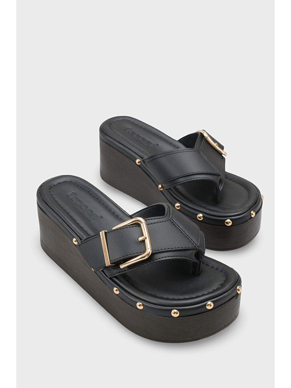 Siyah Kristi Dolgu Topuk Parmak Arası Kadın Terlik-1