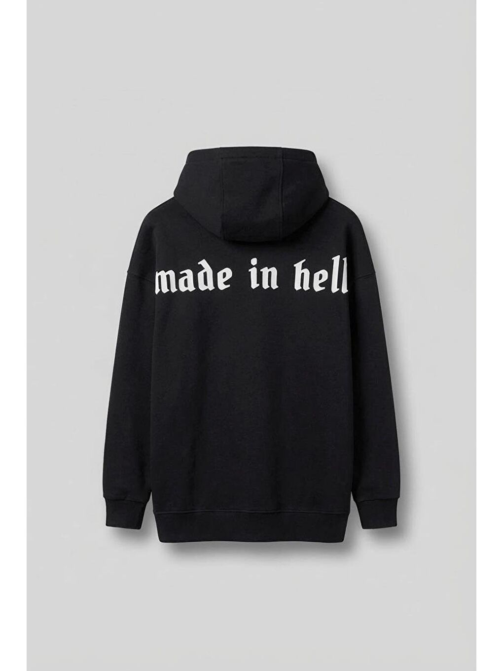 Erkek Oversize Baskılı Premium Kapüşonlu Sweatshirt Siyah