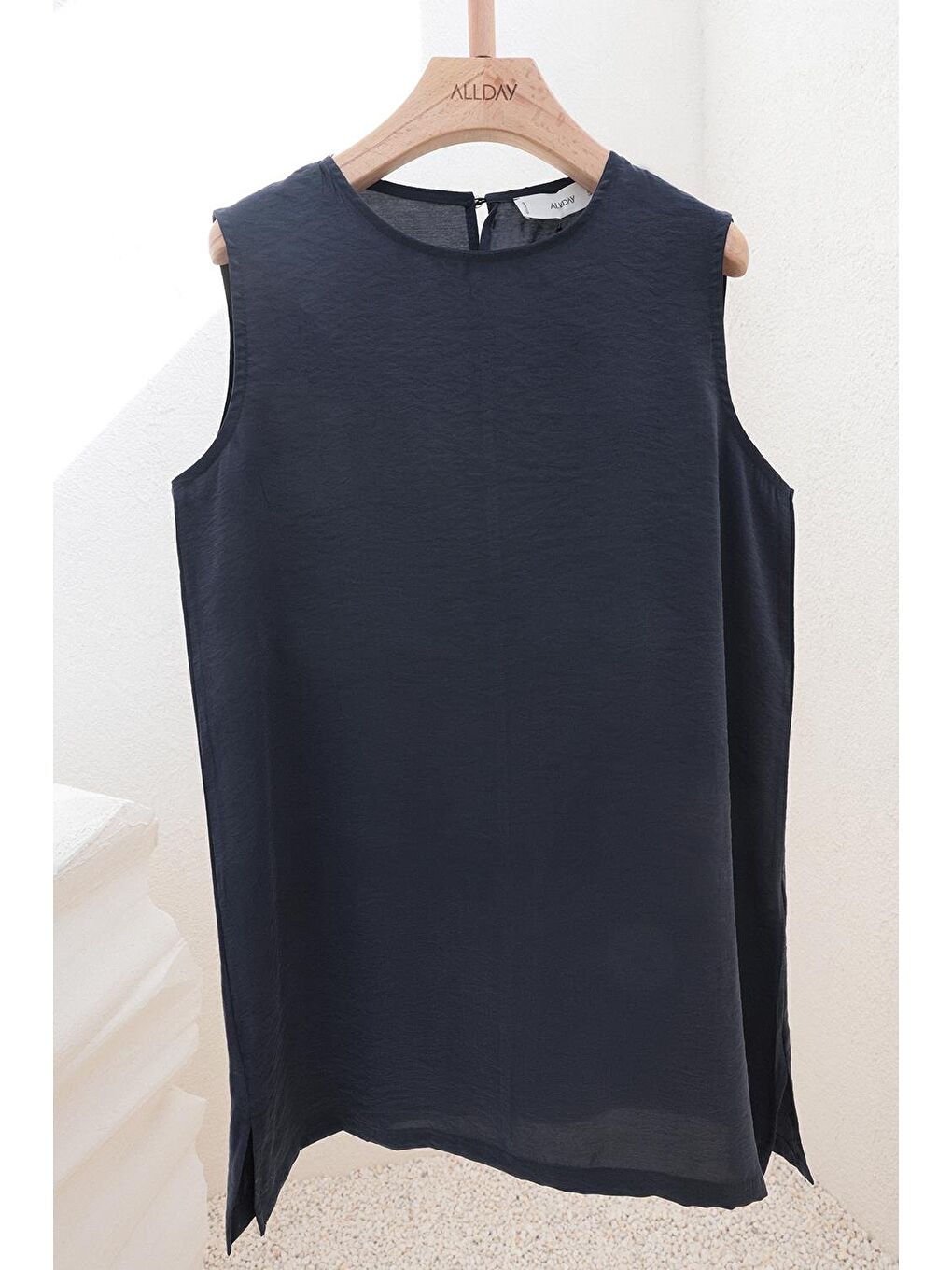 İndigo-Basic Sıfır Kol İçlik Tunik-6