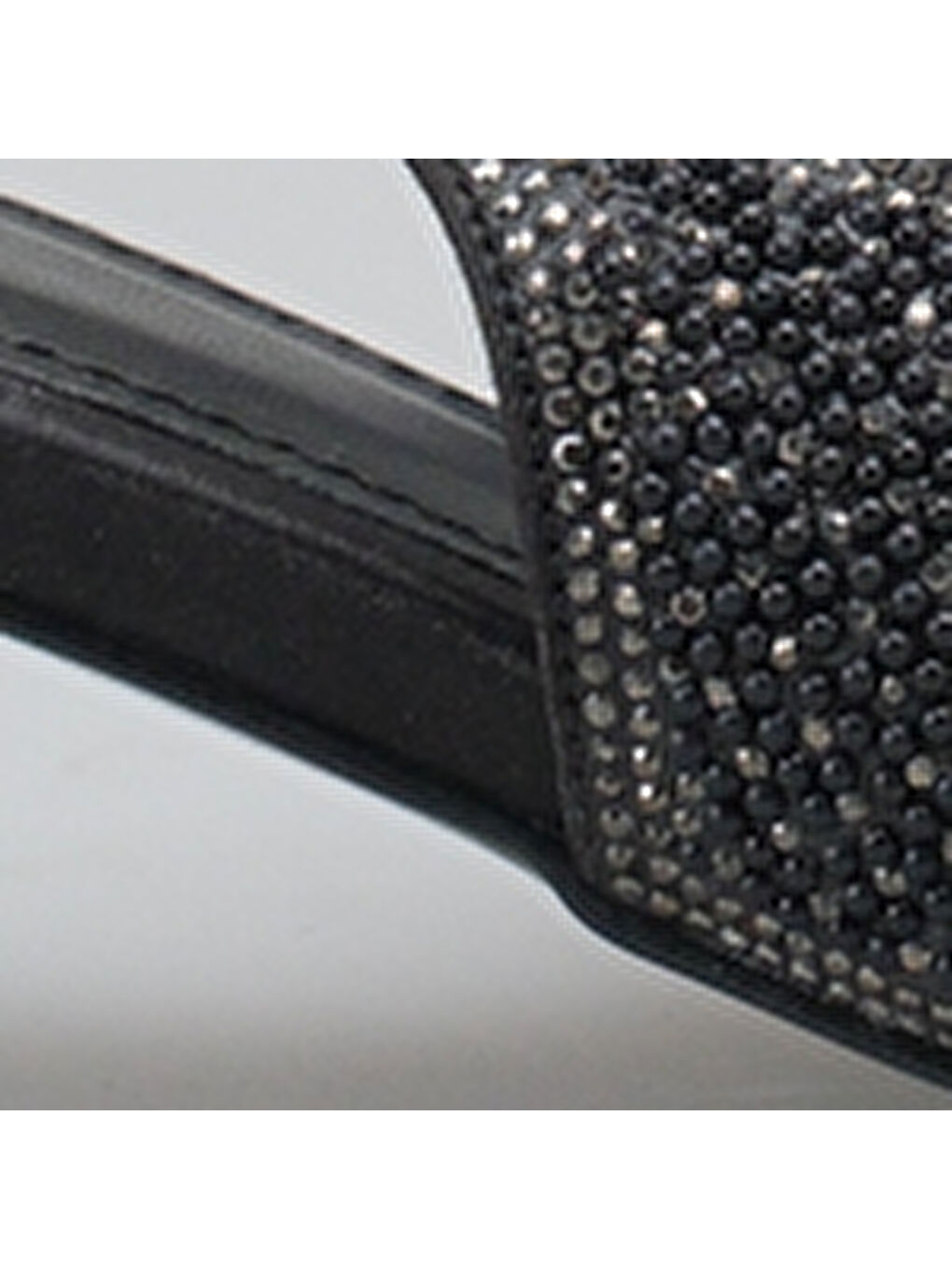 Siyah Denyse Komple Taşlı Sivri Burunlu Saten Arkası Bantlı Kadın Ayakkabı-6