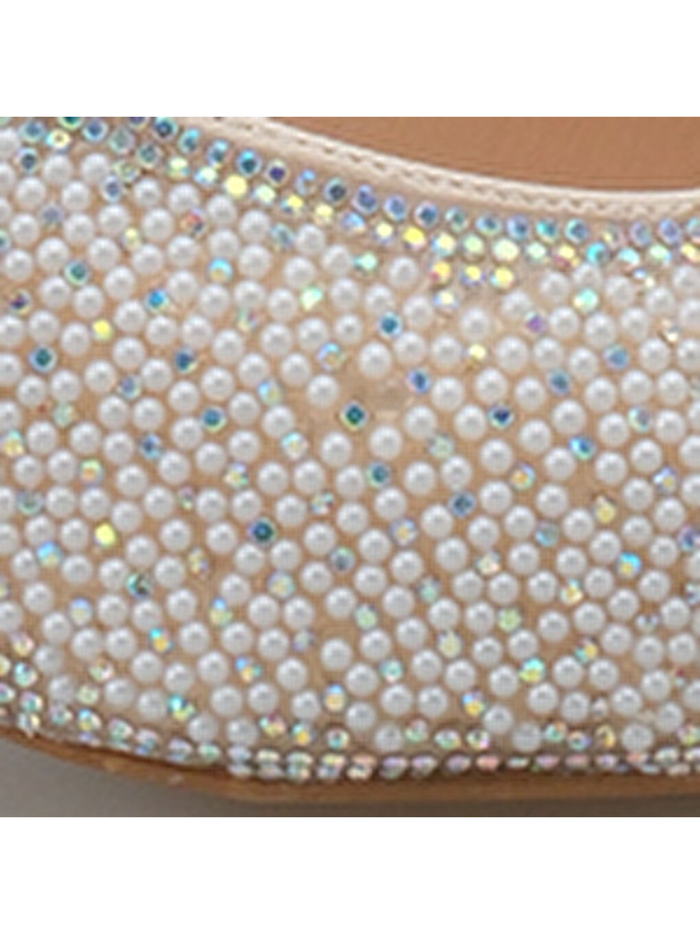 Bej Denyse Komple Taşlı Sivri Burunlu Saten Arkası Bantlı Kadın Ayakkabı-6