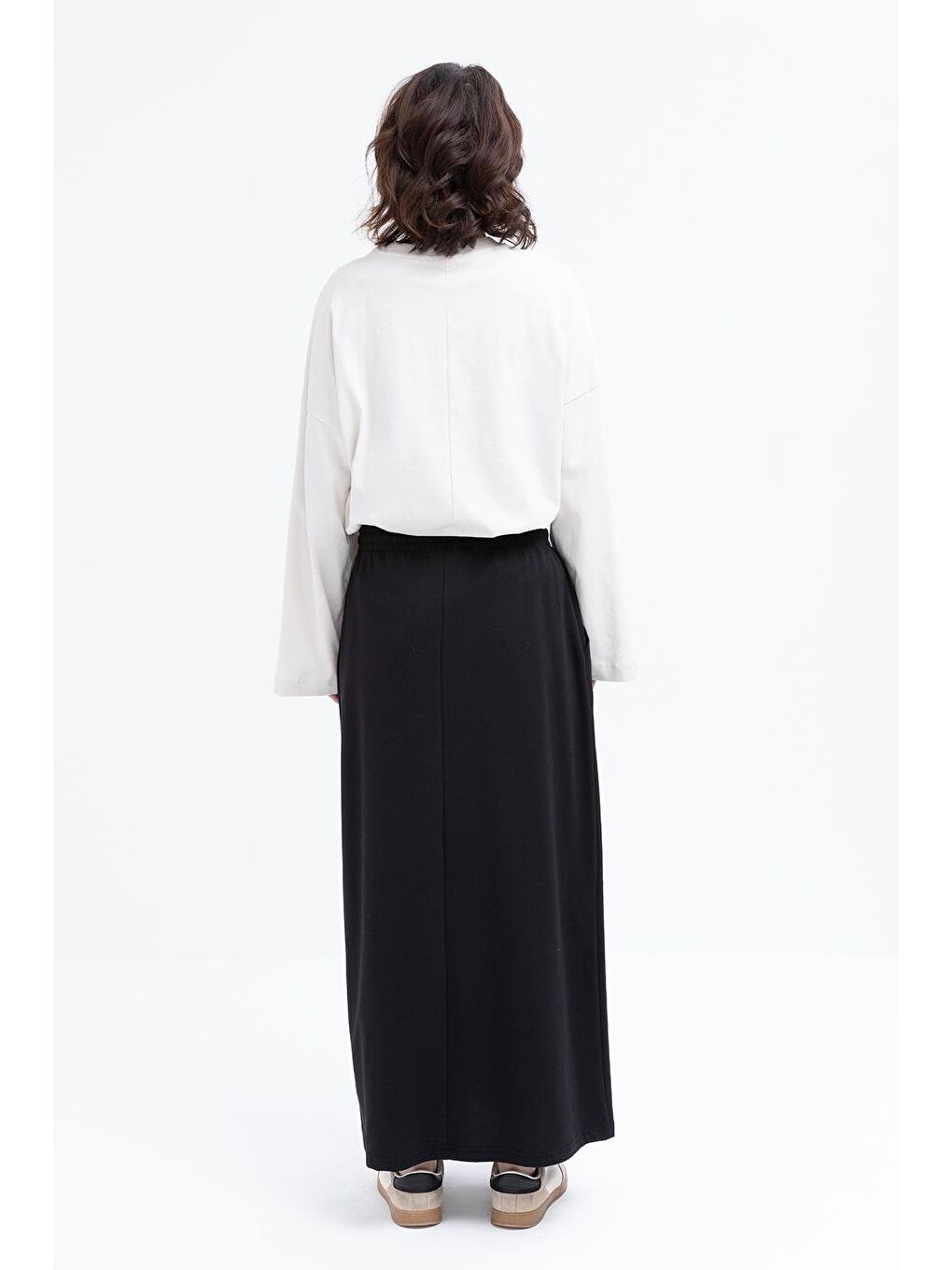 Siyah Pamuklu İki Cepli Etek-2