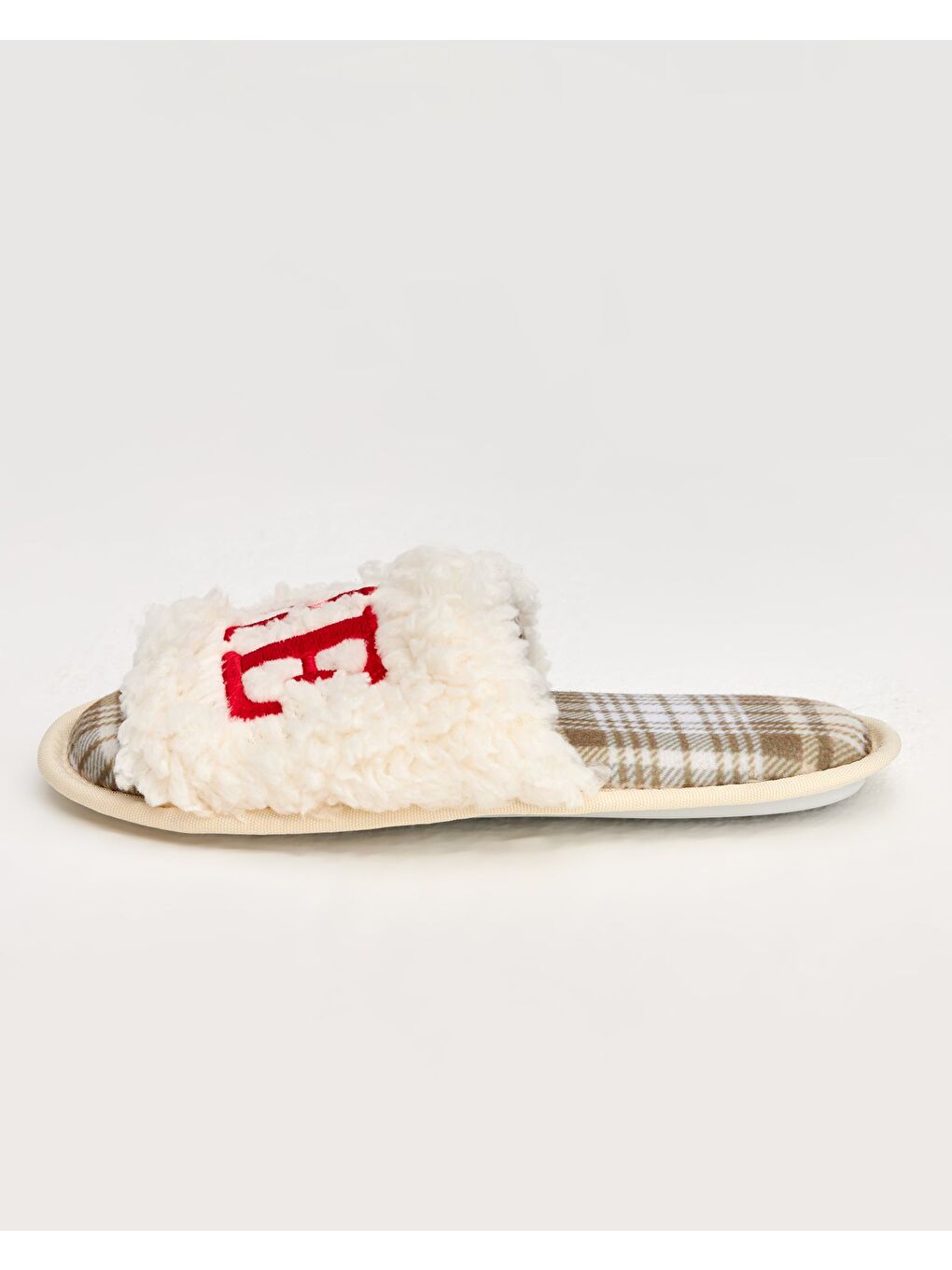 Bej Kadın Nakış Desenli Ev Terliği - HEU-4