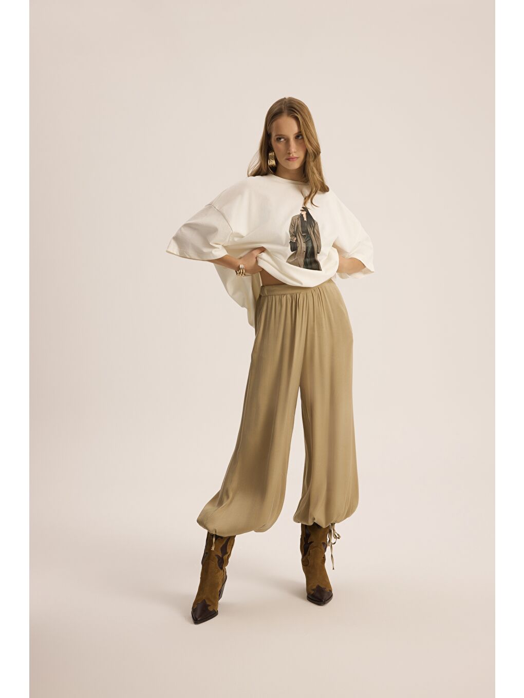 Aria Bej Şalvar Pantolon