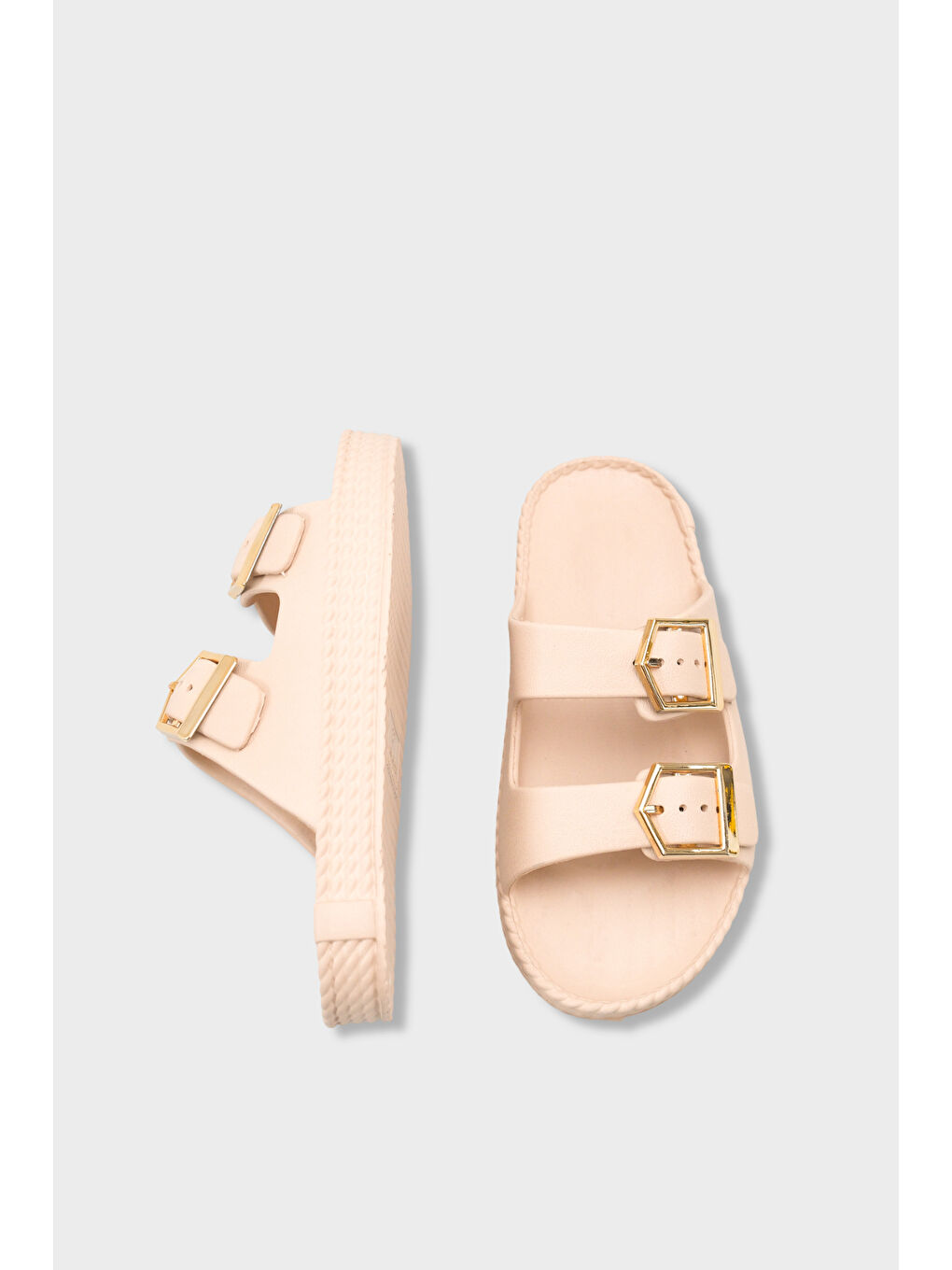 Bej Jolyn Eva Çift Tokalı Kadın Terlik-4