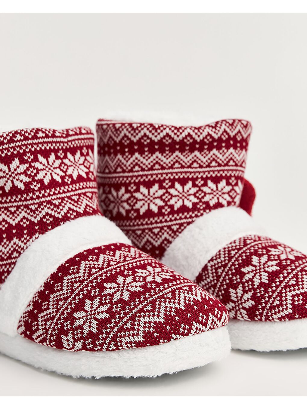 Beyaz KOLY - Desenli Bordo Kadın Panduf-1