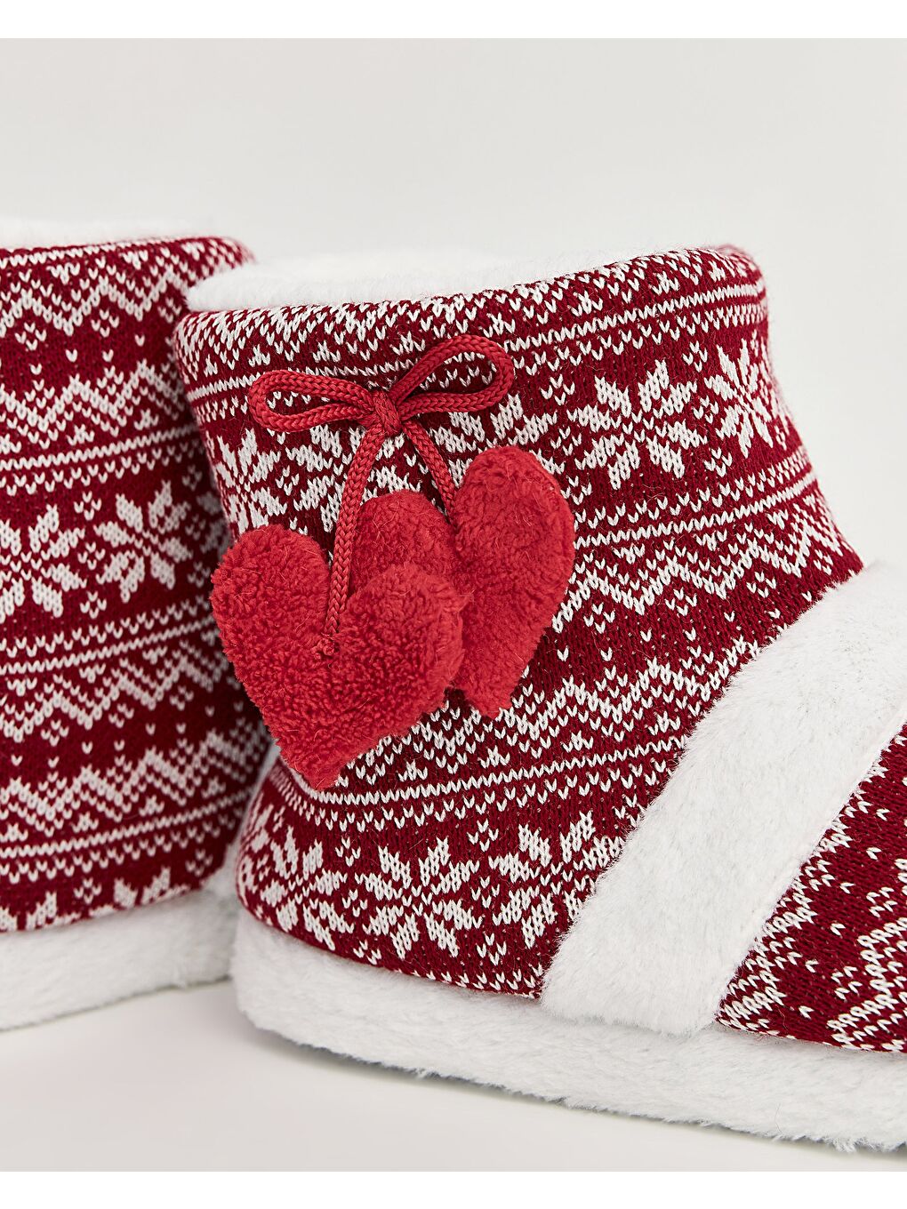 Beyaz KOLY - Desenli Bordo Kadın Panduf-2