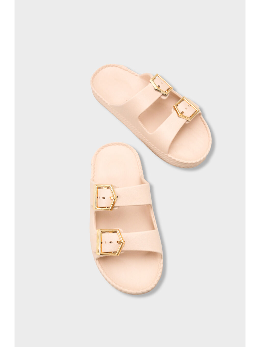 Bej Jolyn Eva Çift Tokalı Kadın Terlik-5