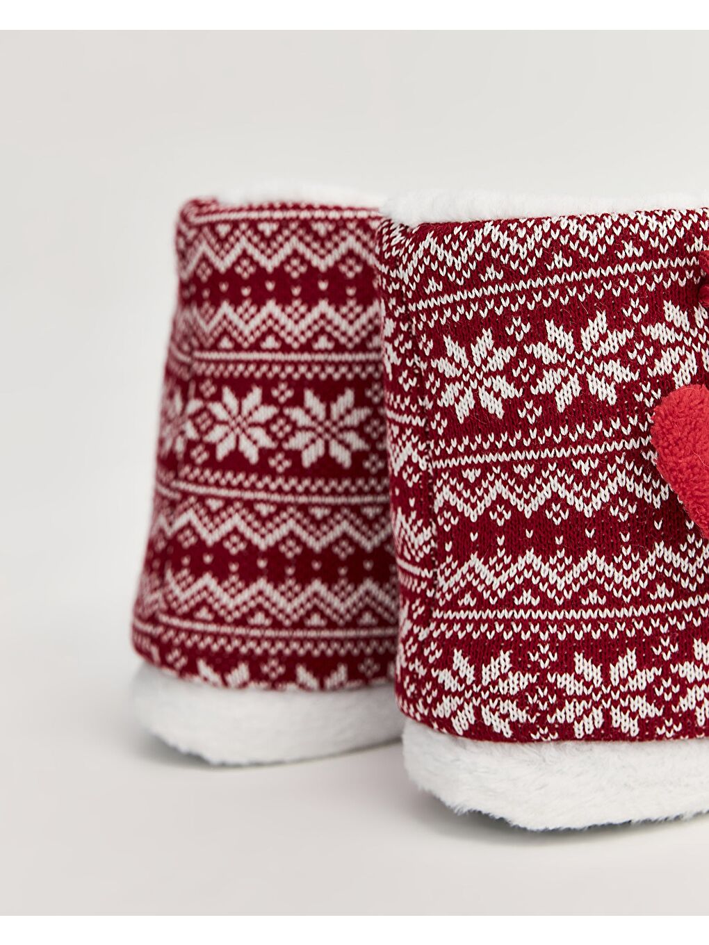 Beyaz KOLY - Desenli Bordo Kadın Panduf-3