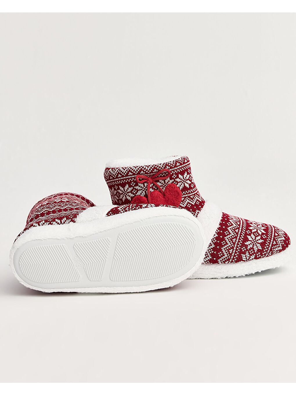 Beyaz KOLY - Desenli Bordo Kadın Panduf-4