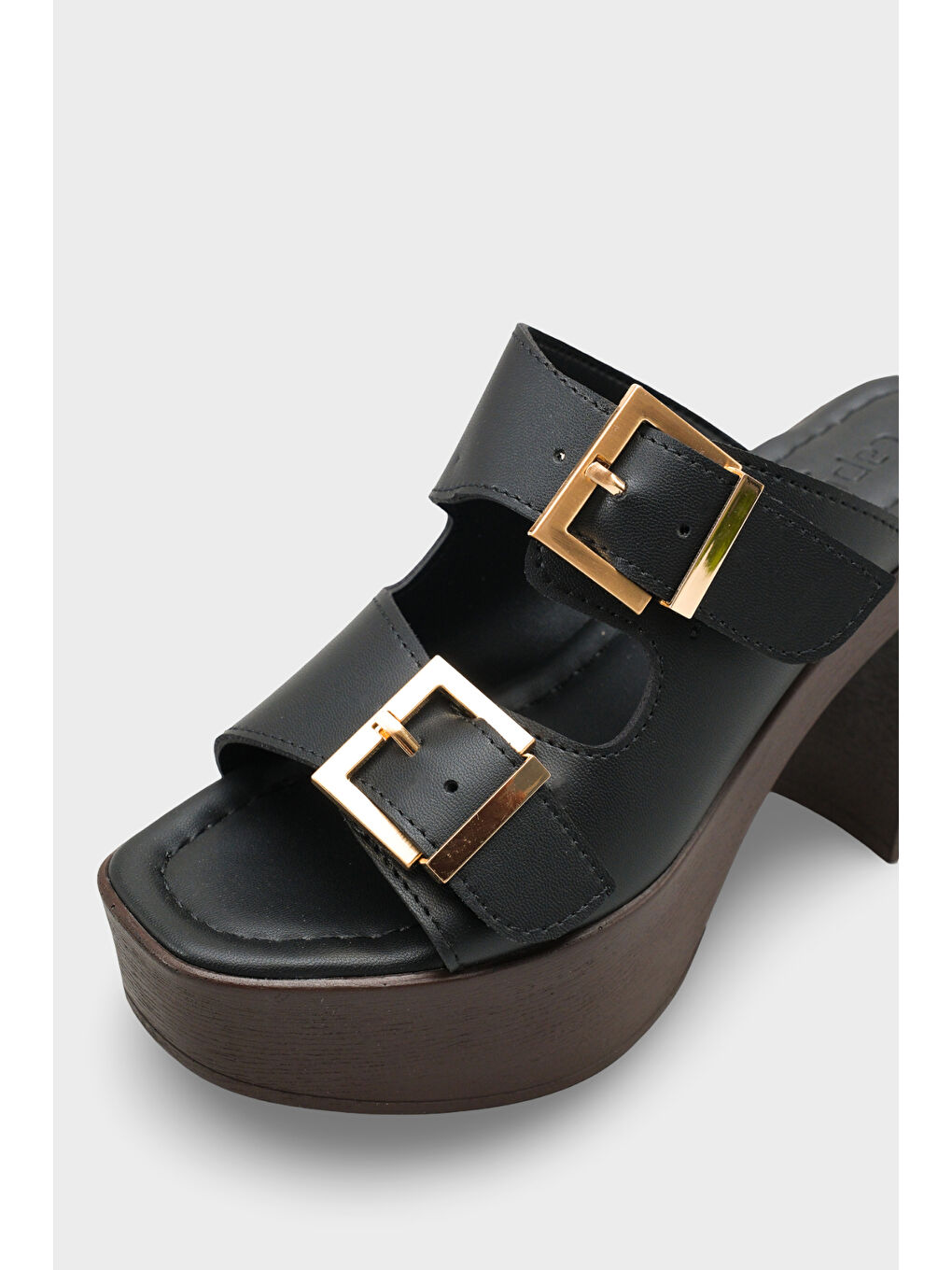 Siyah Rory Platform Çift Tokalı Kadın Terlik-2
