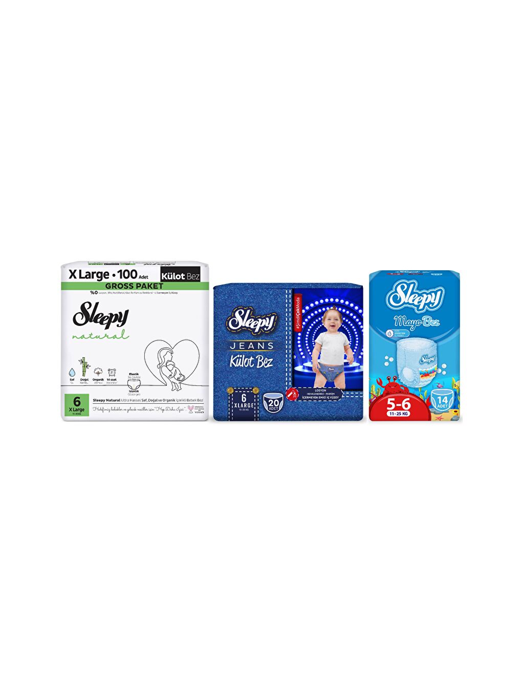 6 Numara Xlarge Natural Gross 100+Mayo Bez 14+Jeans Külot Bez 20+Plaj Çantası-1