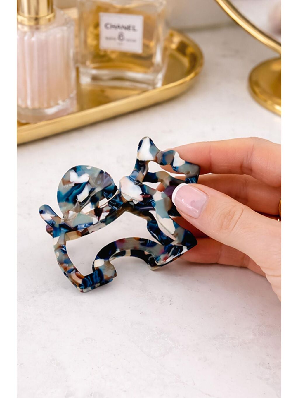 Mavi Mini Agatha Köpek Lüks Asetat Mandal Toka-2