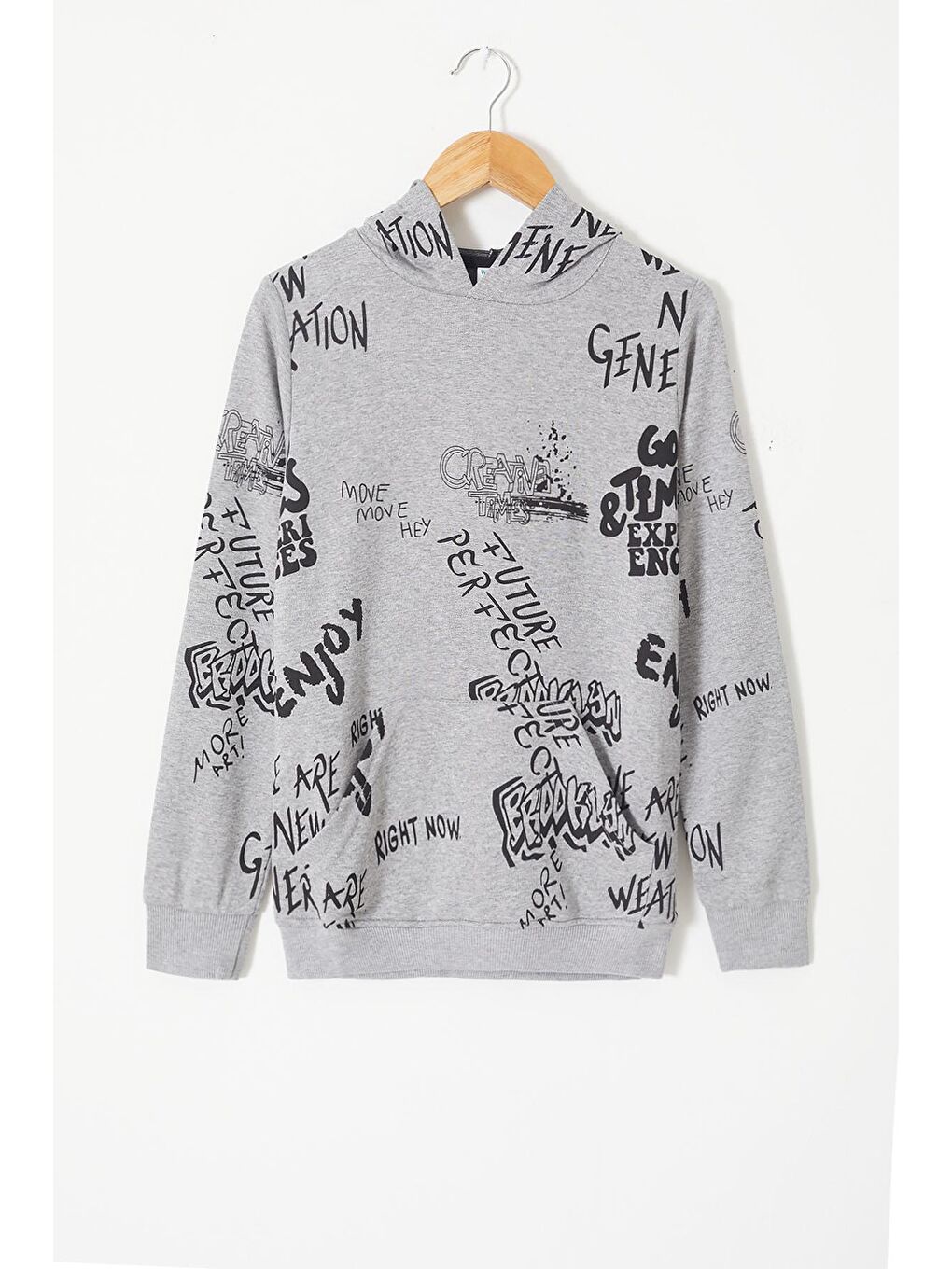 Gri Erkek Çocuk Kapüşonlu Sweatshirt 14011